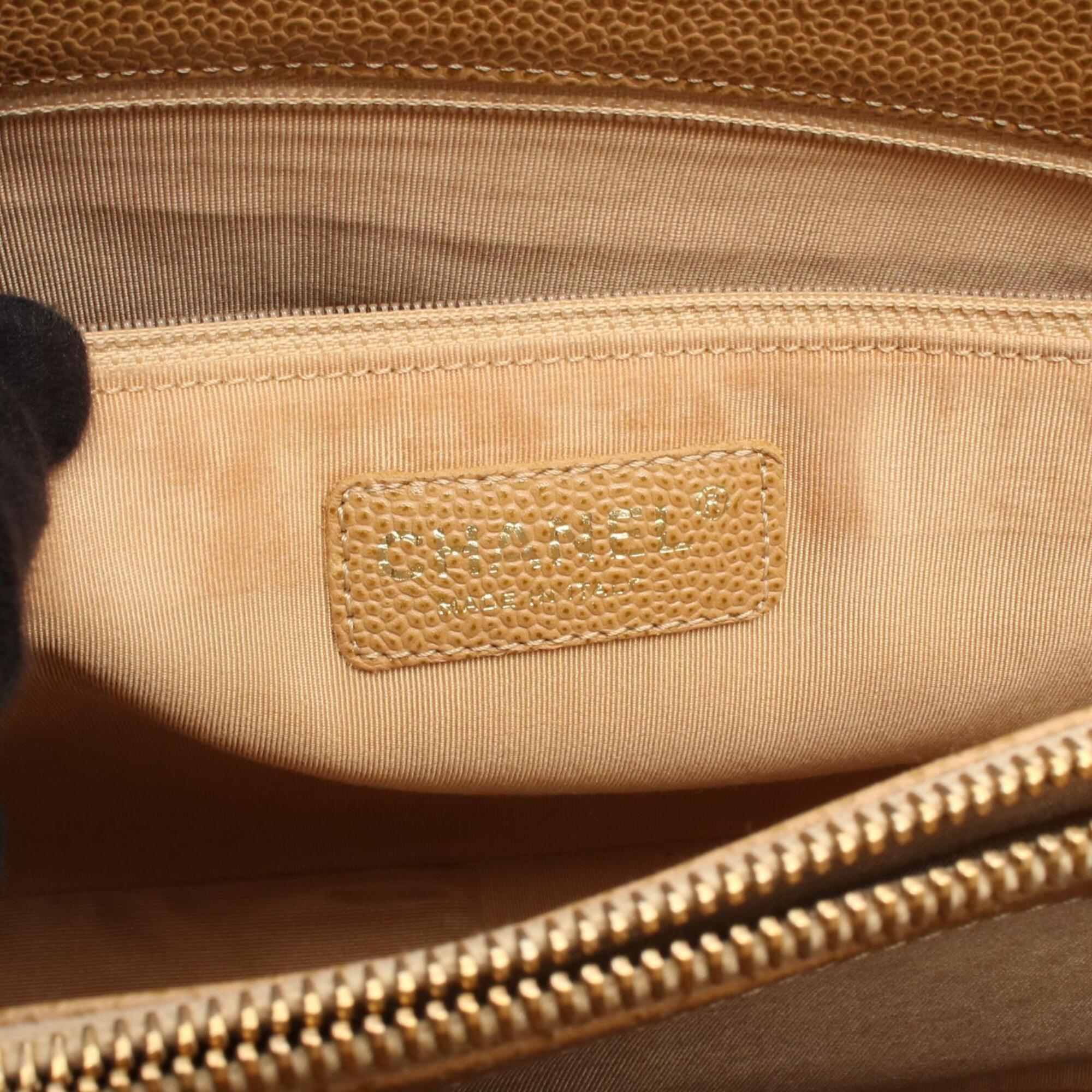 Chanel Brown Grained Calfskin Handbag Tote Bag (Pre-Owned)