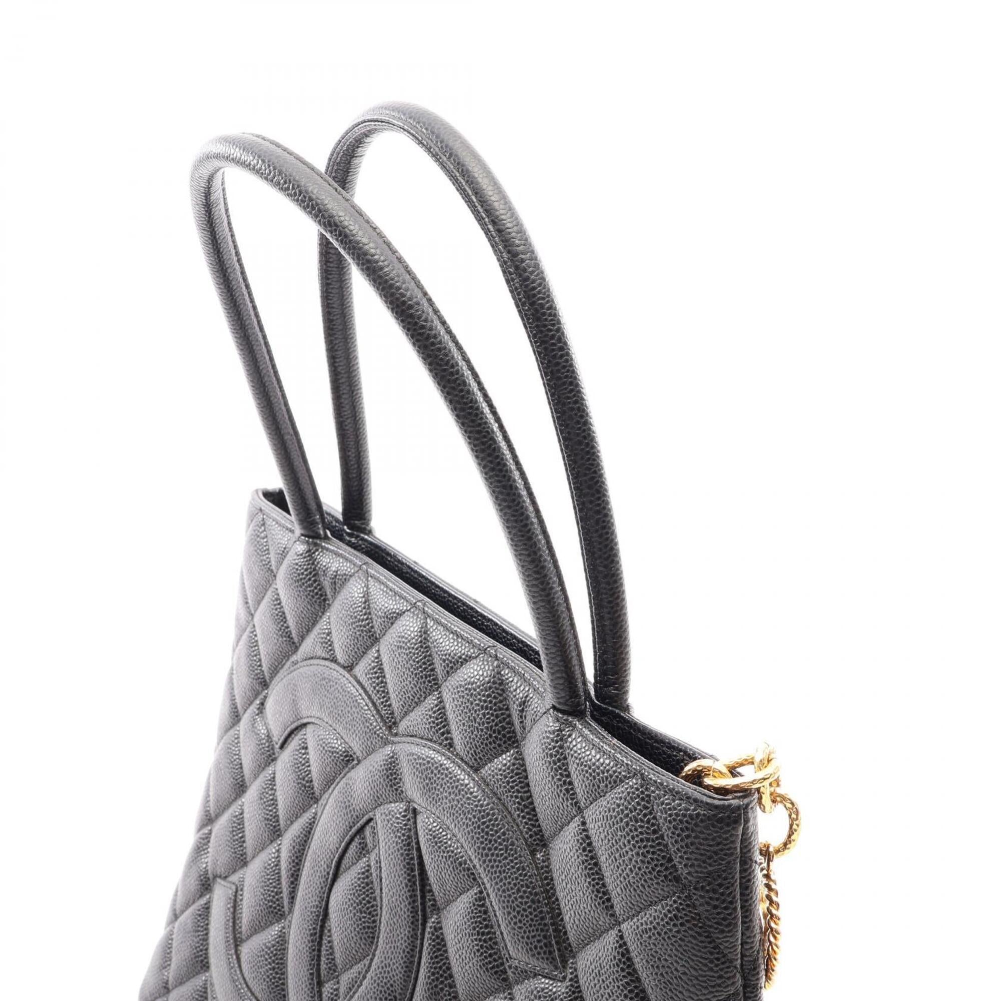 Chanel Black Grained Calfskin Handbag Tote Bag (Pre-Owned)