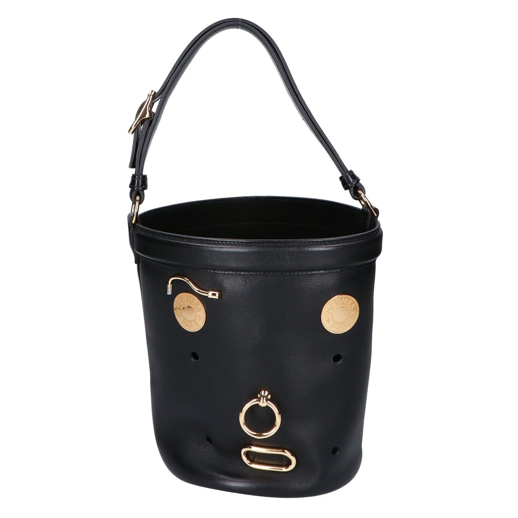 Hermes Black Tadelakt Leather Handbag (Pre-Owned)
