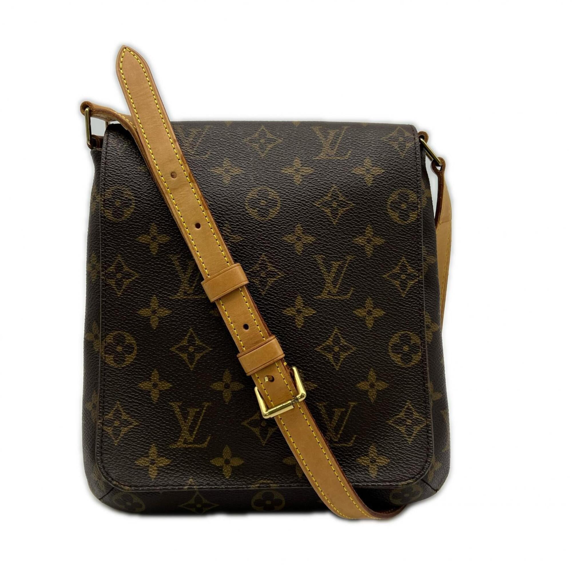 Louis Vuitton Monogram Beige Brown Coated Canvas Leather Shoulder Bag (Pre-Owned)