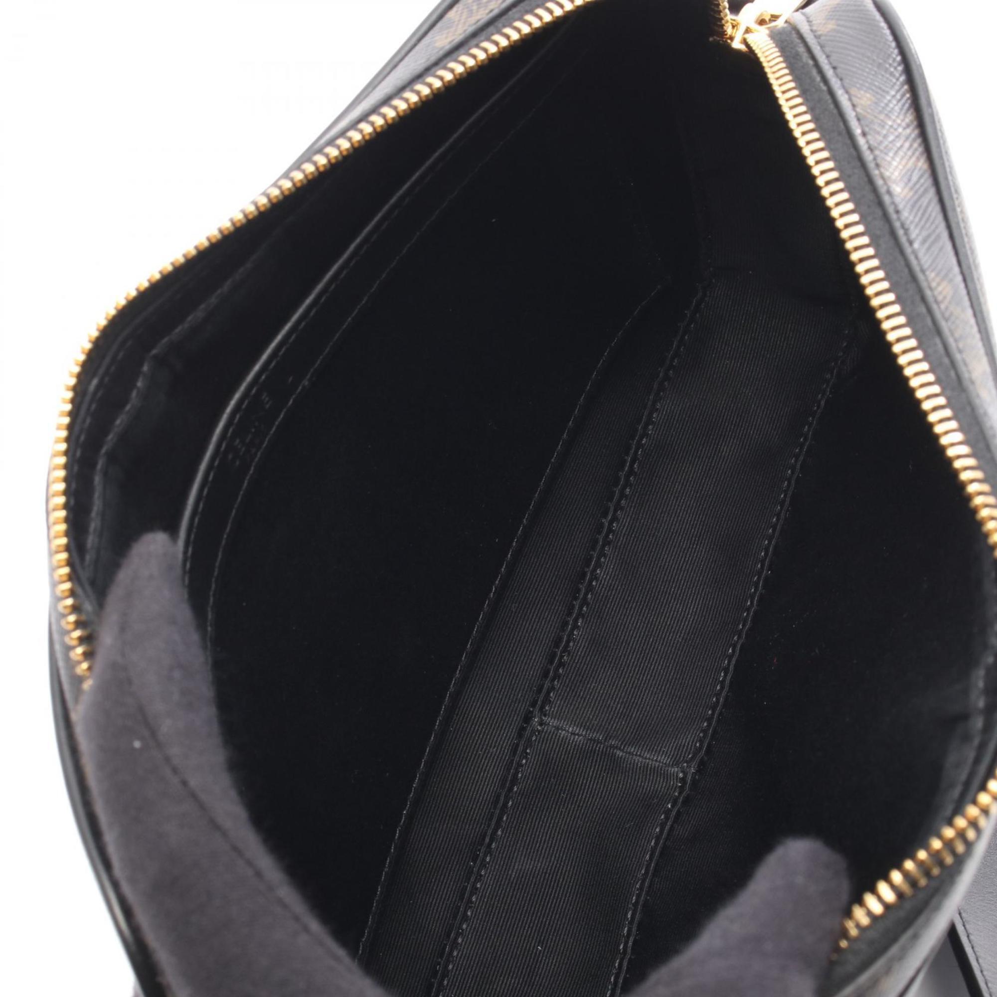 Celine Black Brown Coated Canvas Leather Messenger Bag Shoulder Bag (Pre-Owned)