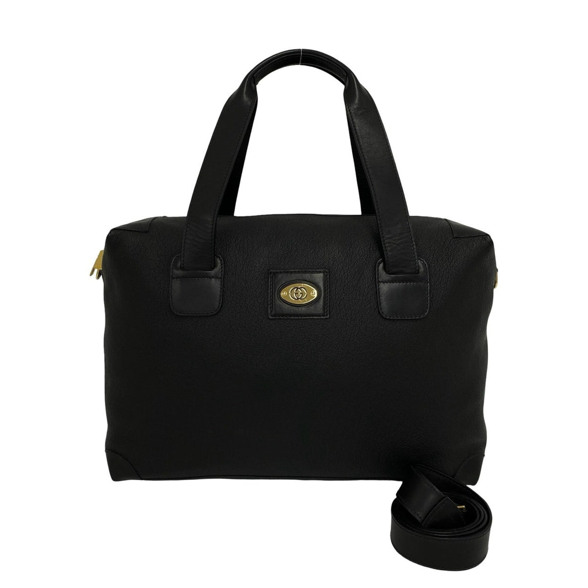 Gucci Black Leather Boston Bag Handbag Shoulder Bag (Pre-Owned)