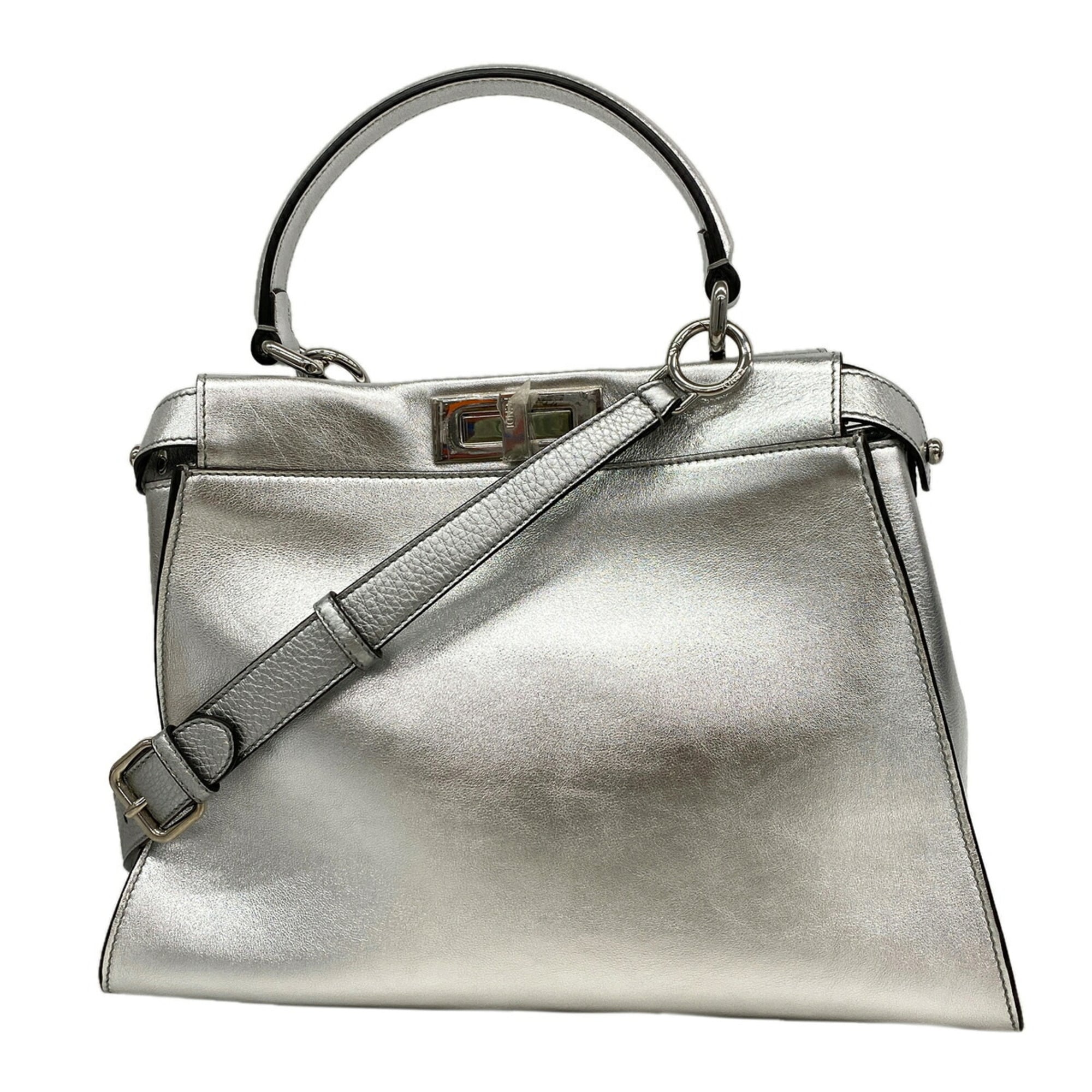 Fendi Silver Leather Handbag (Pre-Owned)
