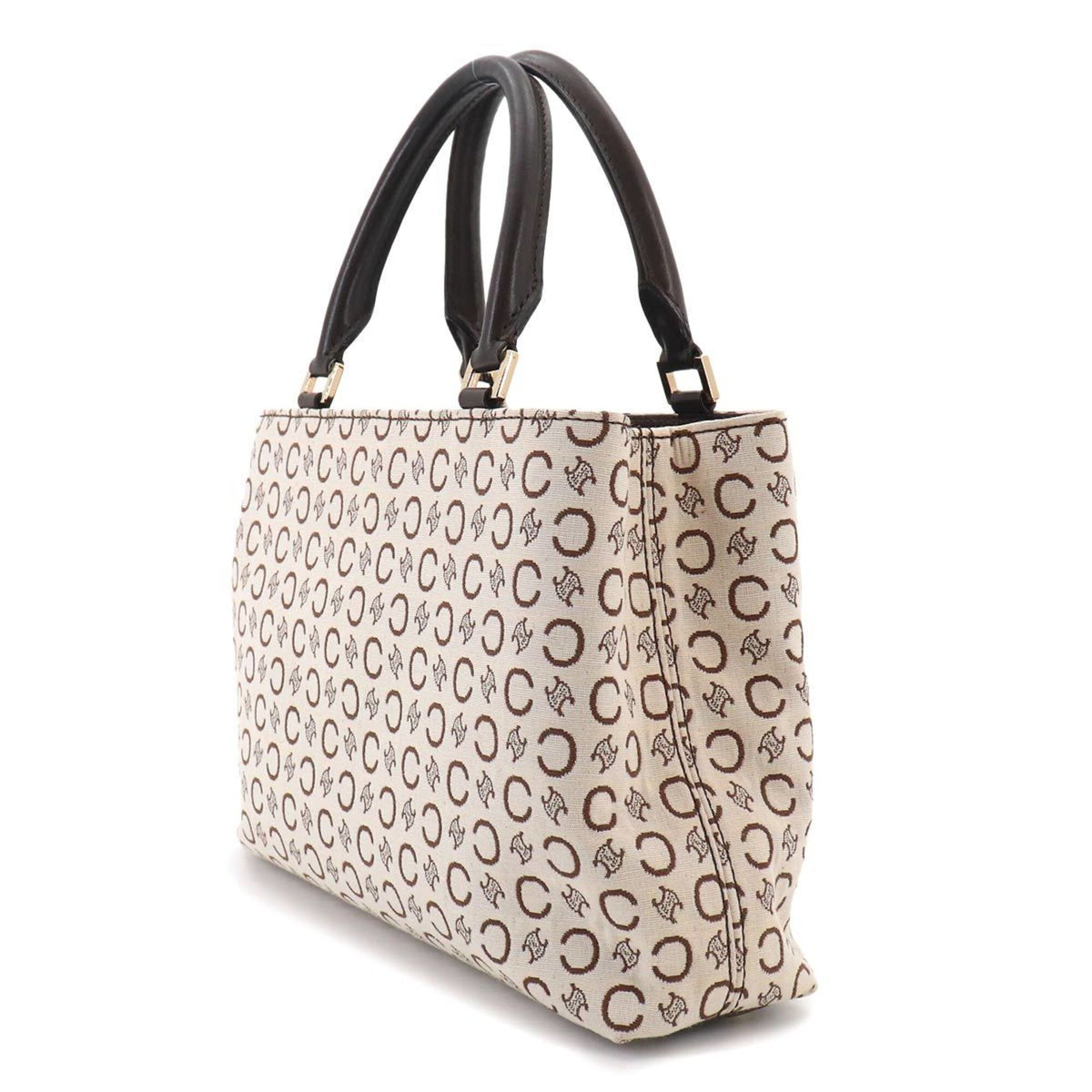 Celine Macadam Beige Brown Canvas Leather Handbag (Pre-Owned)