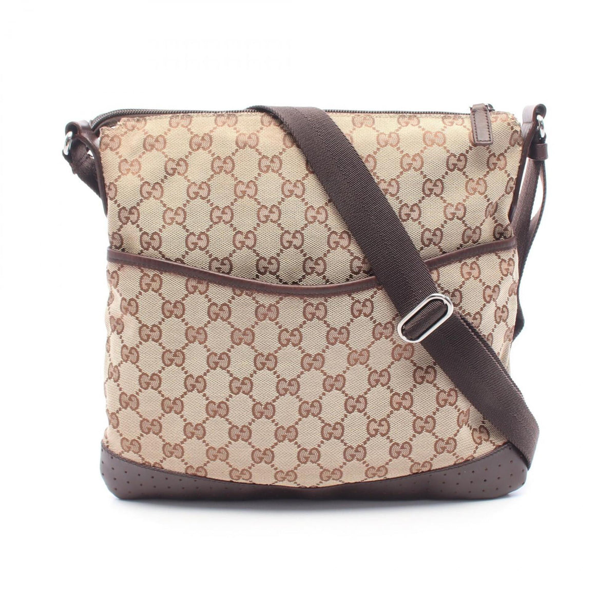 Gucci Beige Brown Gg Canvas Leather Handbag Shoulder Bag (Pre-Owned)
