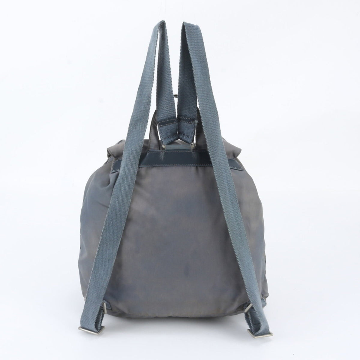 Prada Gray Leather Nylon Backpack (Pre-Owned)