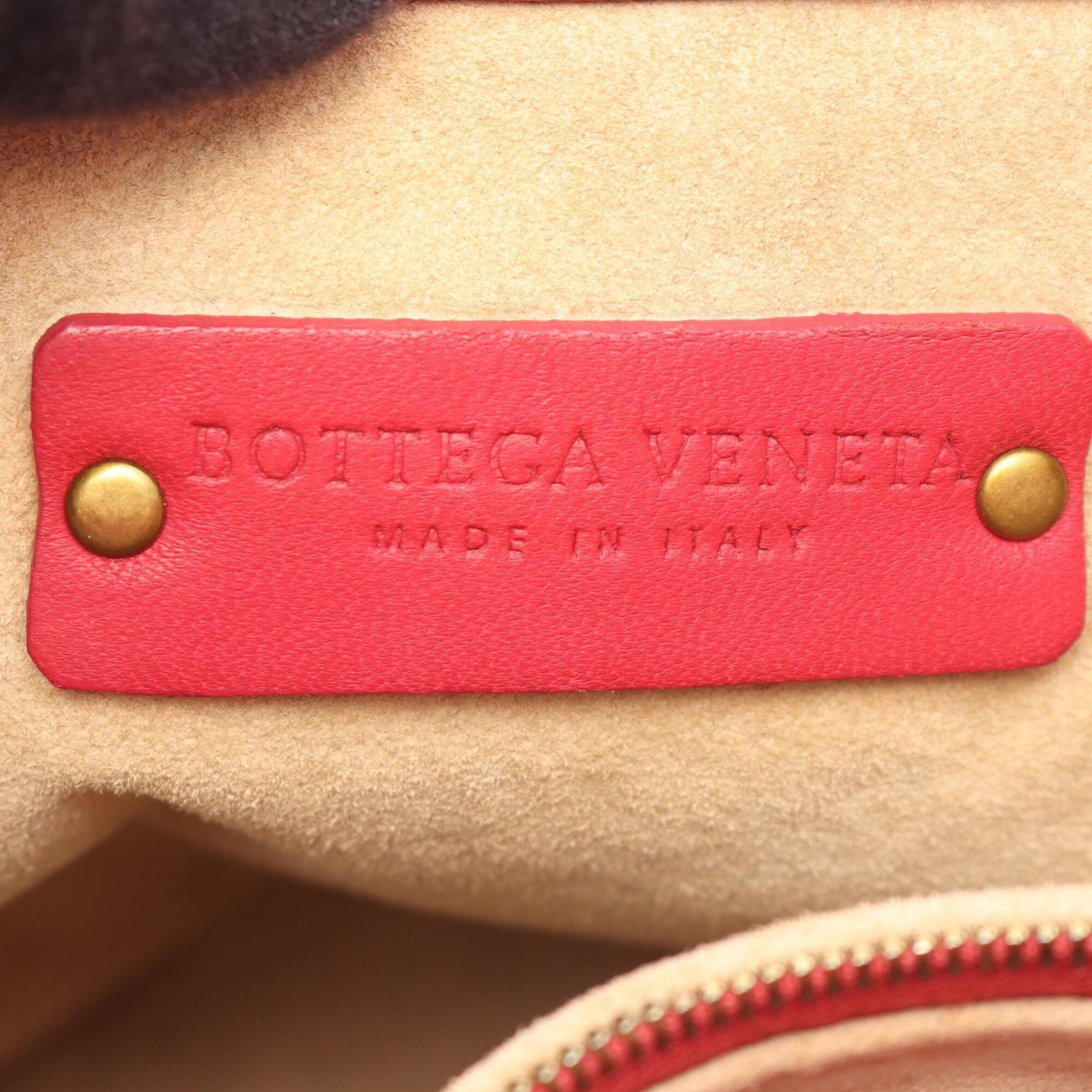 Bottega Veneta Red Color Leather Handbag Tote Bag (Pre-Owned)