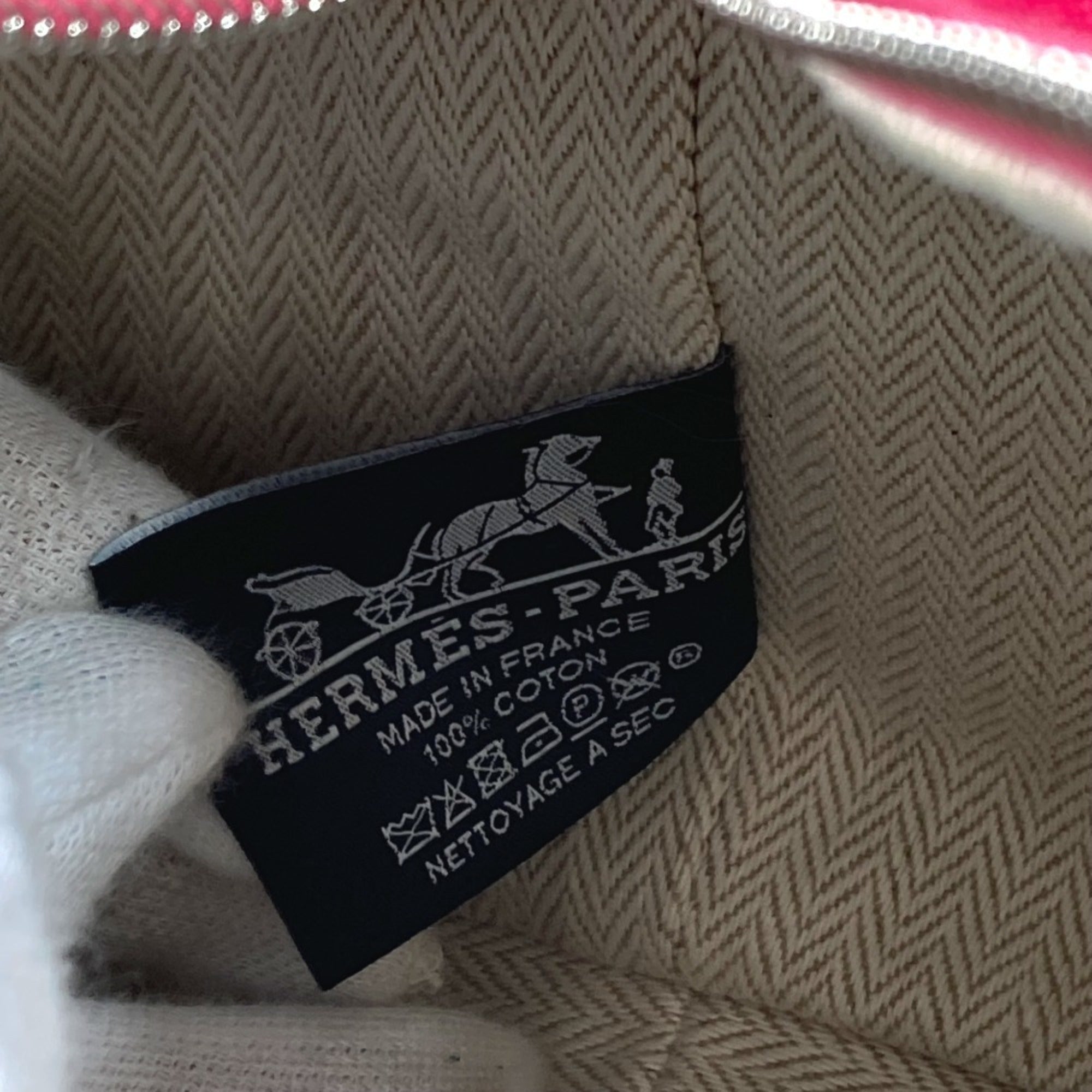 Hermes Pink Canvas Handbag Vanity Bag (Pre-Owned)
