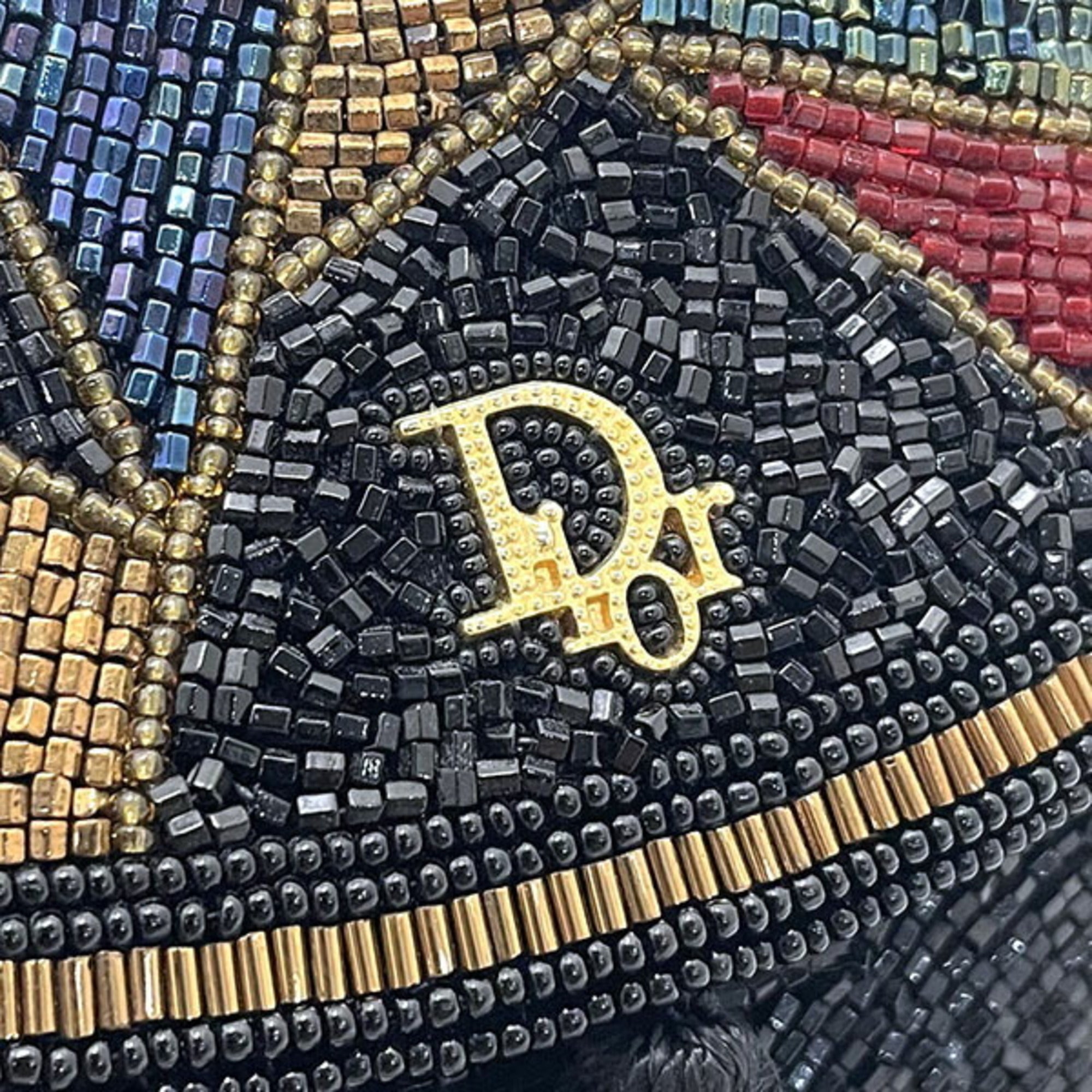Christian Dior Black Multi-Color Beads Pochette Shoulder Bag (Pre-Owned)