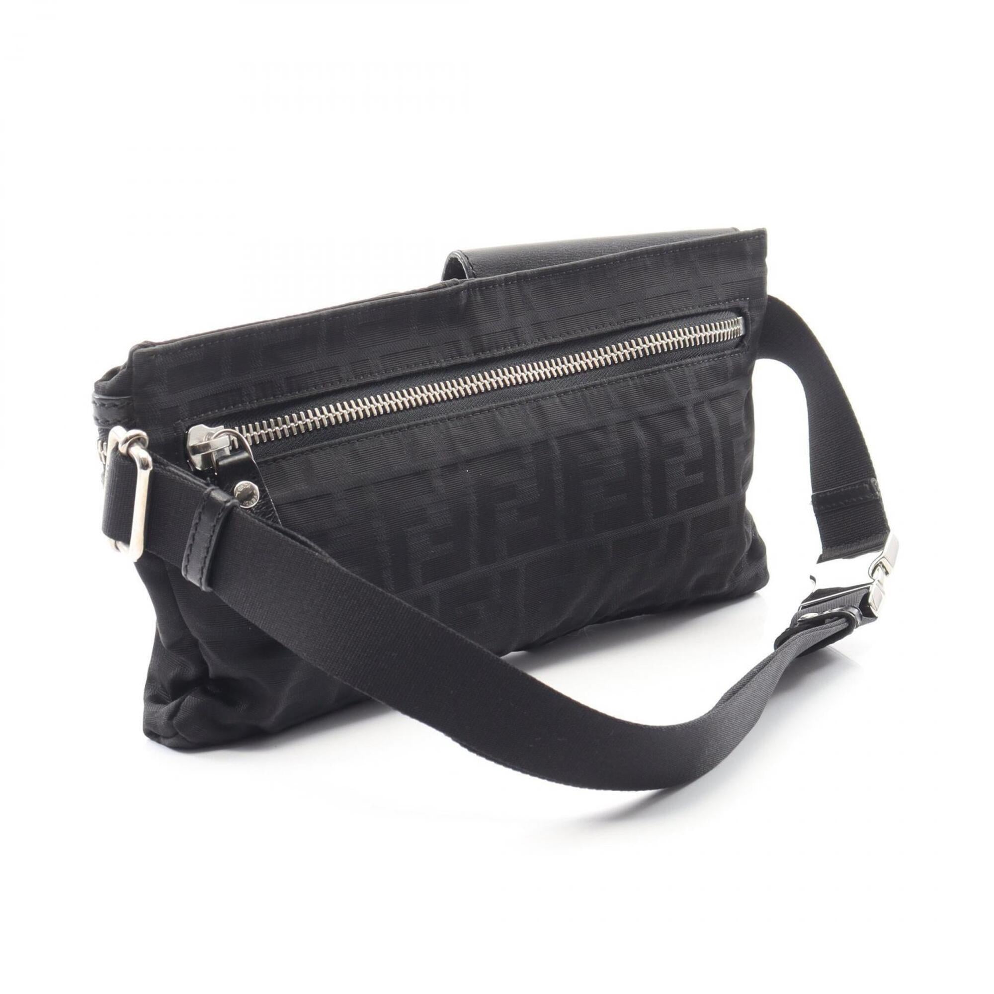 Fendi Zucca Black Nylon Leather Fanny Pack Handbag (Pre-Owned)