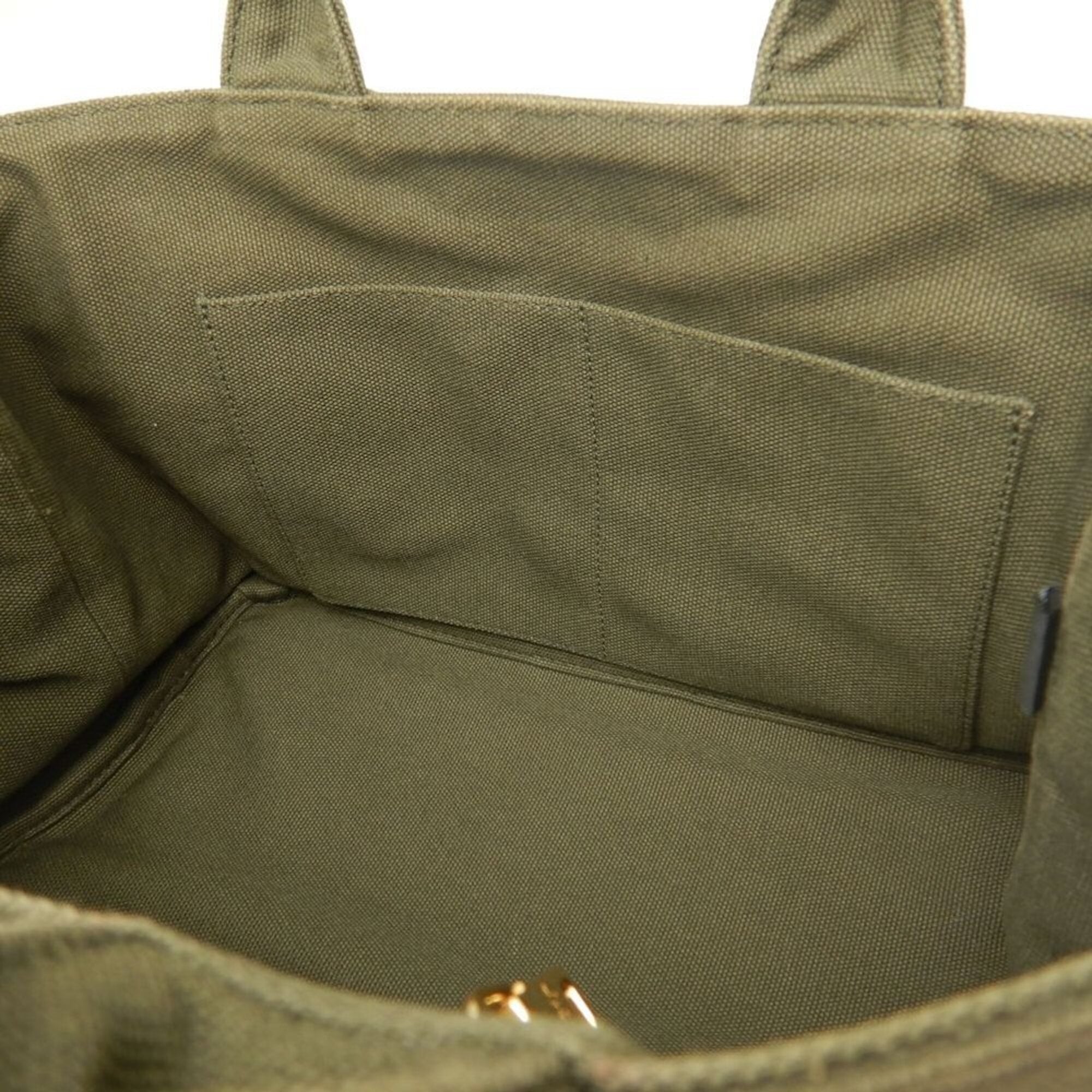 Prada Green Khaki Canvas Tote Bag (Pre-Owned)