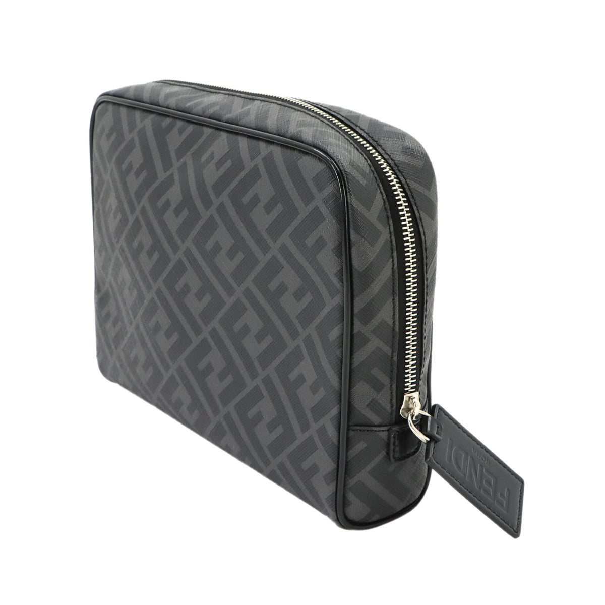 Fendi Gray Zucca Clutch Bag Handbag Pouch (Pre-Owned)