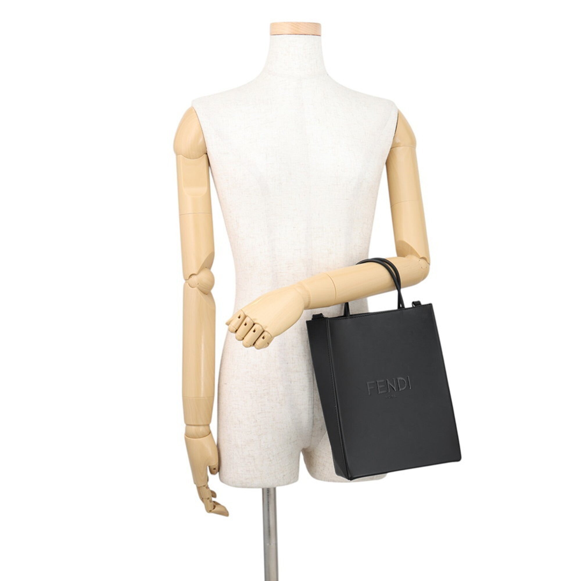 Fendi Black Leather Handbag Shopping Bag (Pre-Owned)