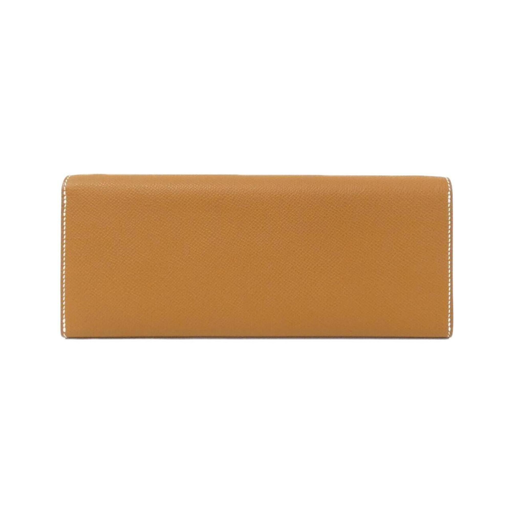 Hermes Brown Gold Brown Epsom Leather Chain/Shoulder Wallet (Pre-Owned)