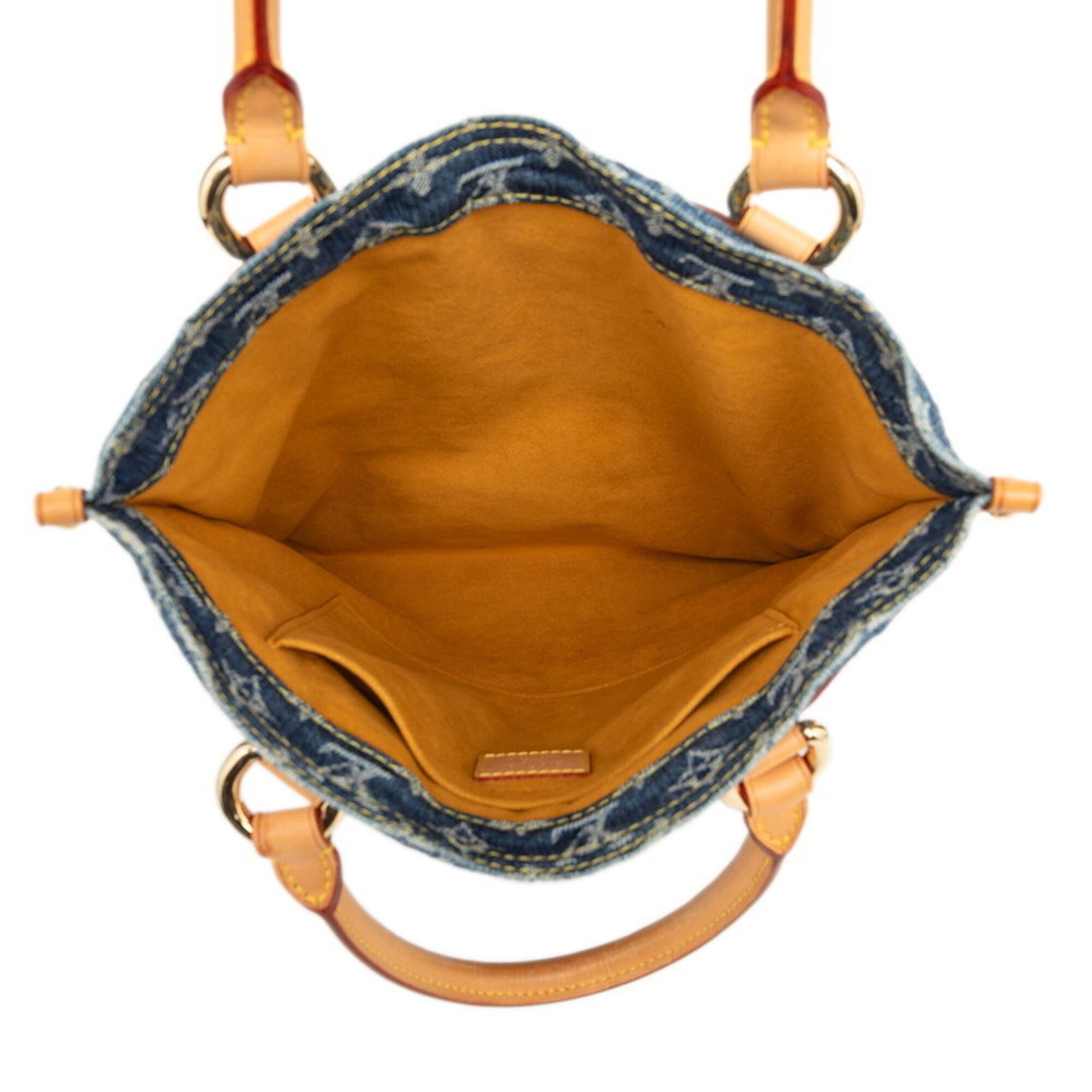 Louis Vuitton Monogram Denim Blue Canvas Leather Handbag Tote Bag (Pre-Owned)