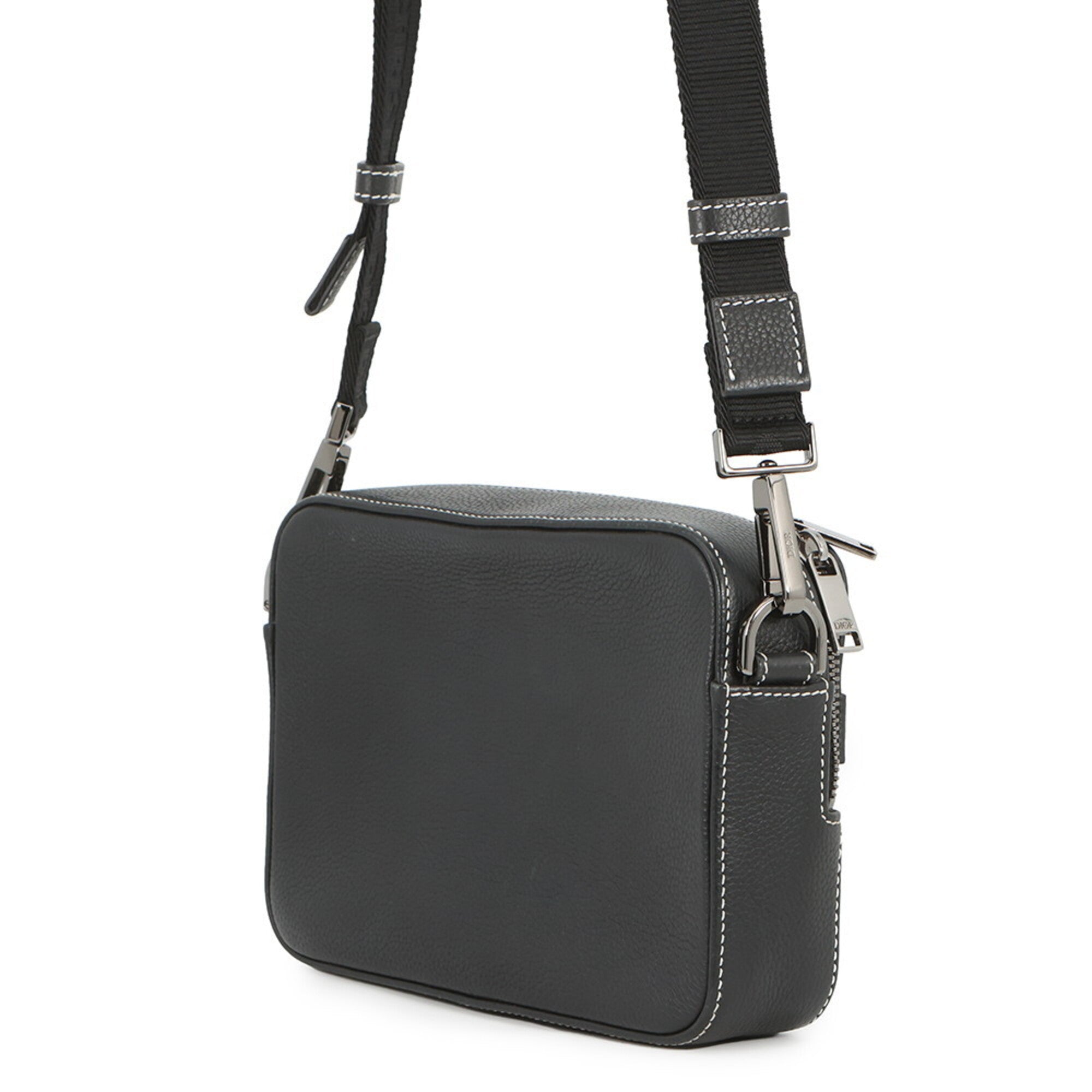 Christian Dior Black Leather Handbag Messenger Bag Shoulder Bag (Pre-Owned)