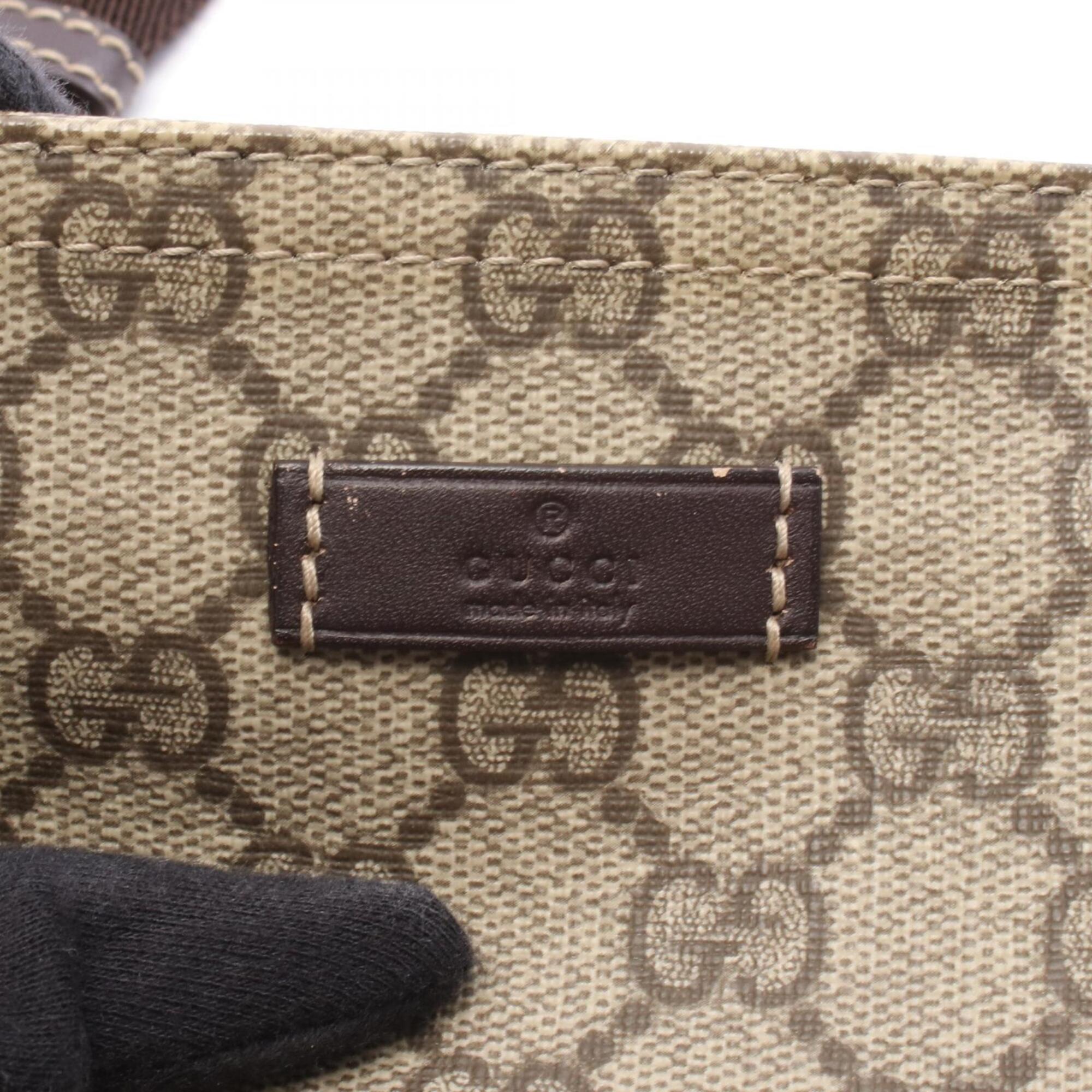 Gucci Beige Brown Canvas Leather Handbag Shoulder Bag (Pre-Owned)