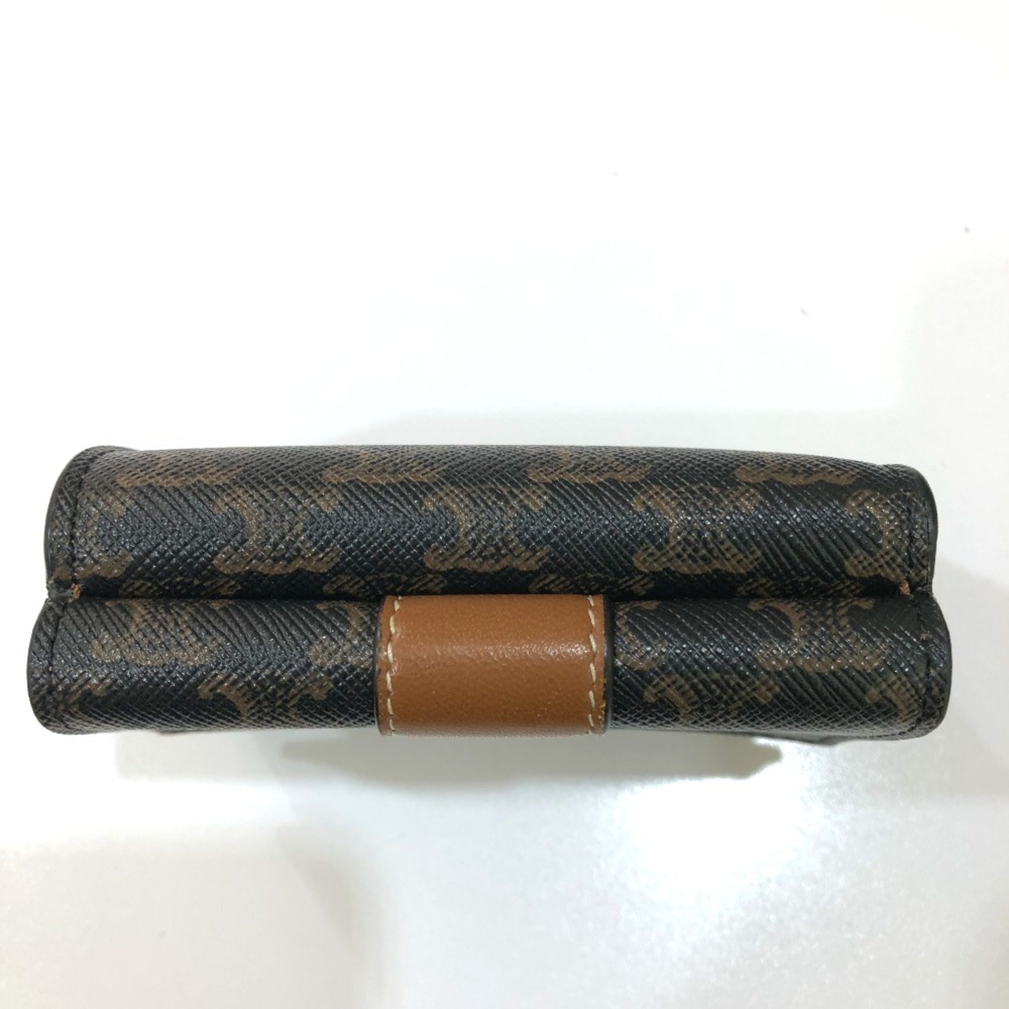 Celine Brown Dark Brown Pvc Leather Wallet (Tri-Fold) (Pre-Owned)