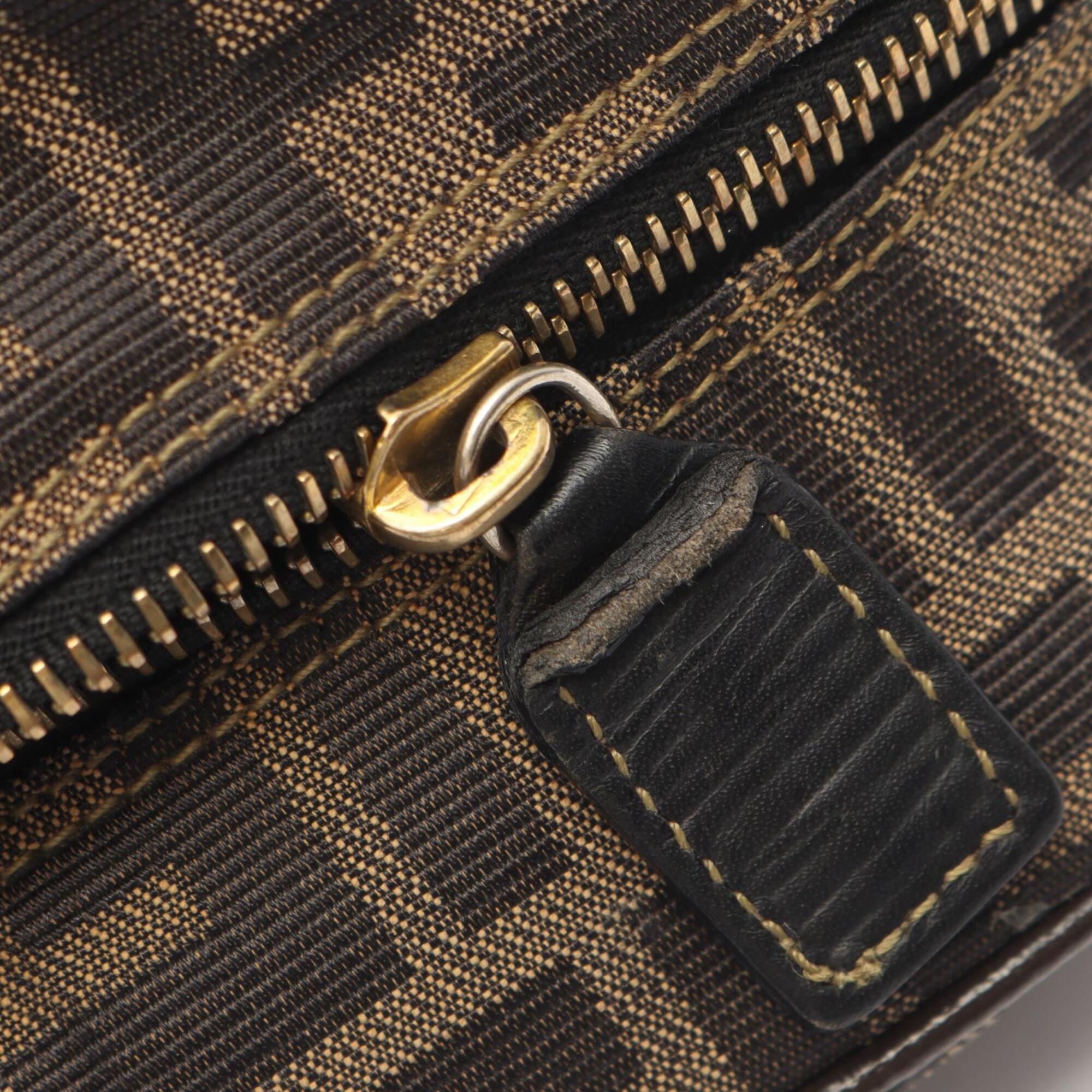 Fendi Black Brown Canvas Leather Handbag (Pre-Owned)