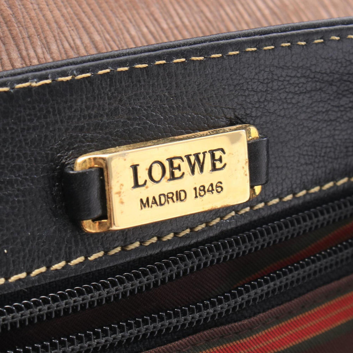 Loewe Black Brown Leather Handbag Shoulder Bag (Pre-Owned)