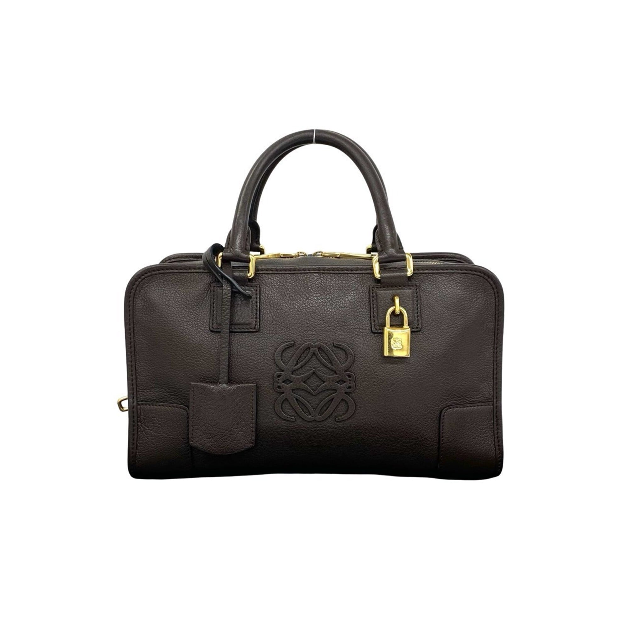 Loewe Brown Leather Boston Bag Handbag (Pre-Owned)