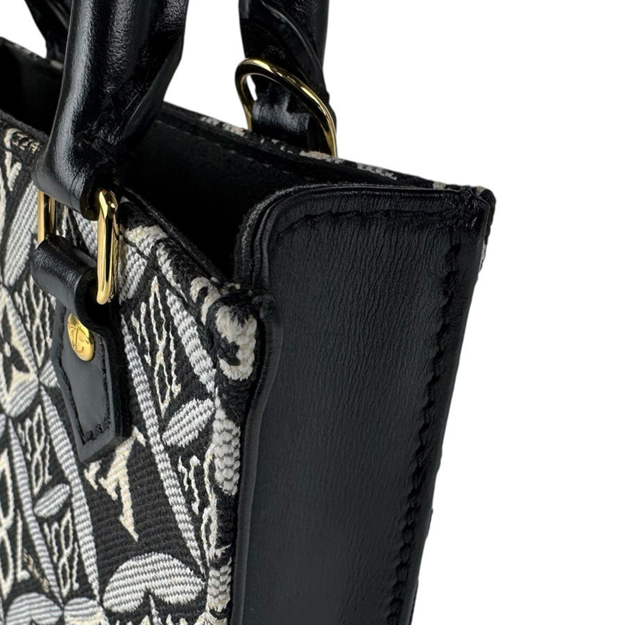 Louis Vuitton Black Canvas Leather Handbag Shoulder Bag (Pre-Owned)