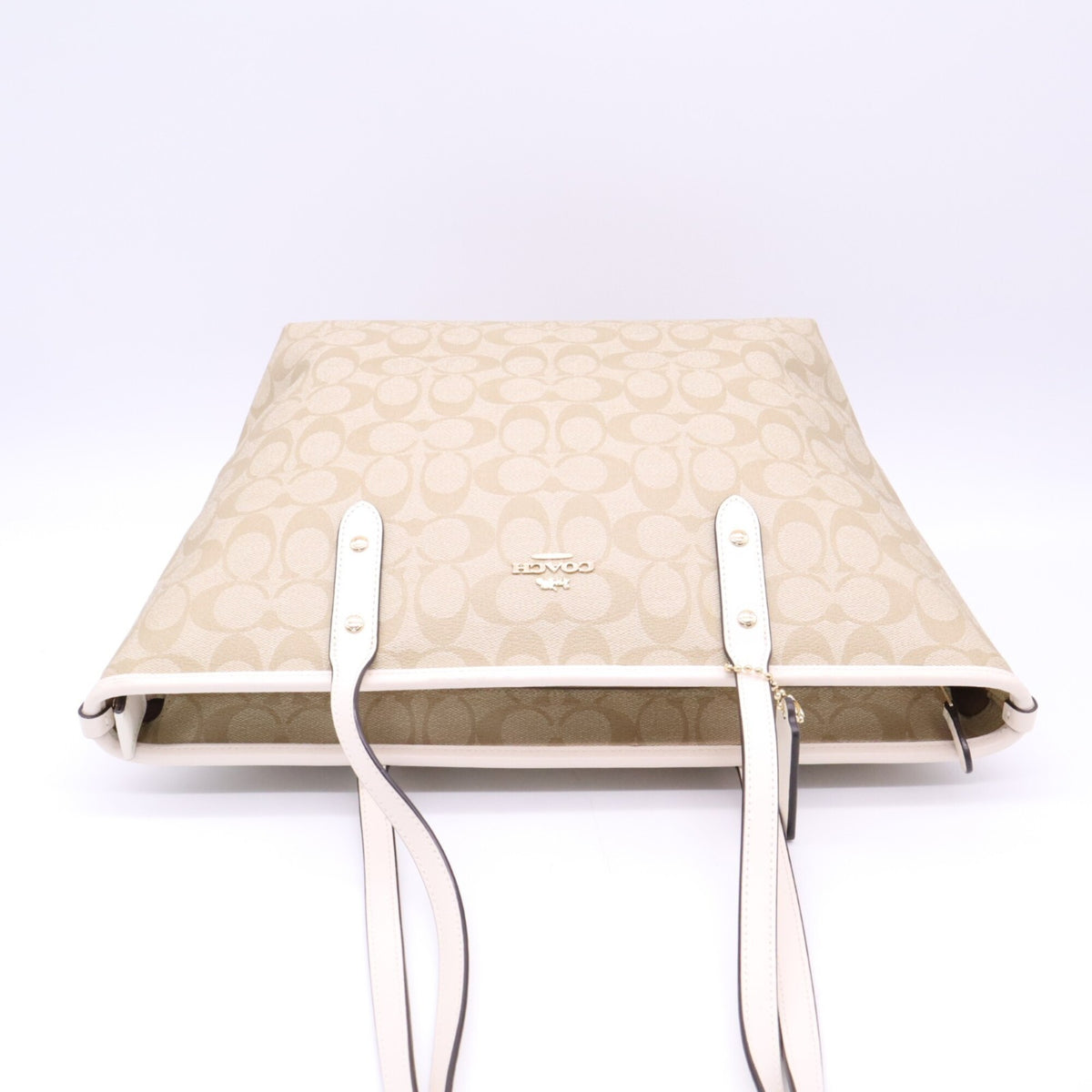 Coach Beige White Canvas Tote Bag (Pre-Owned)