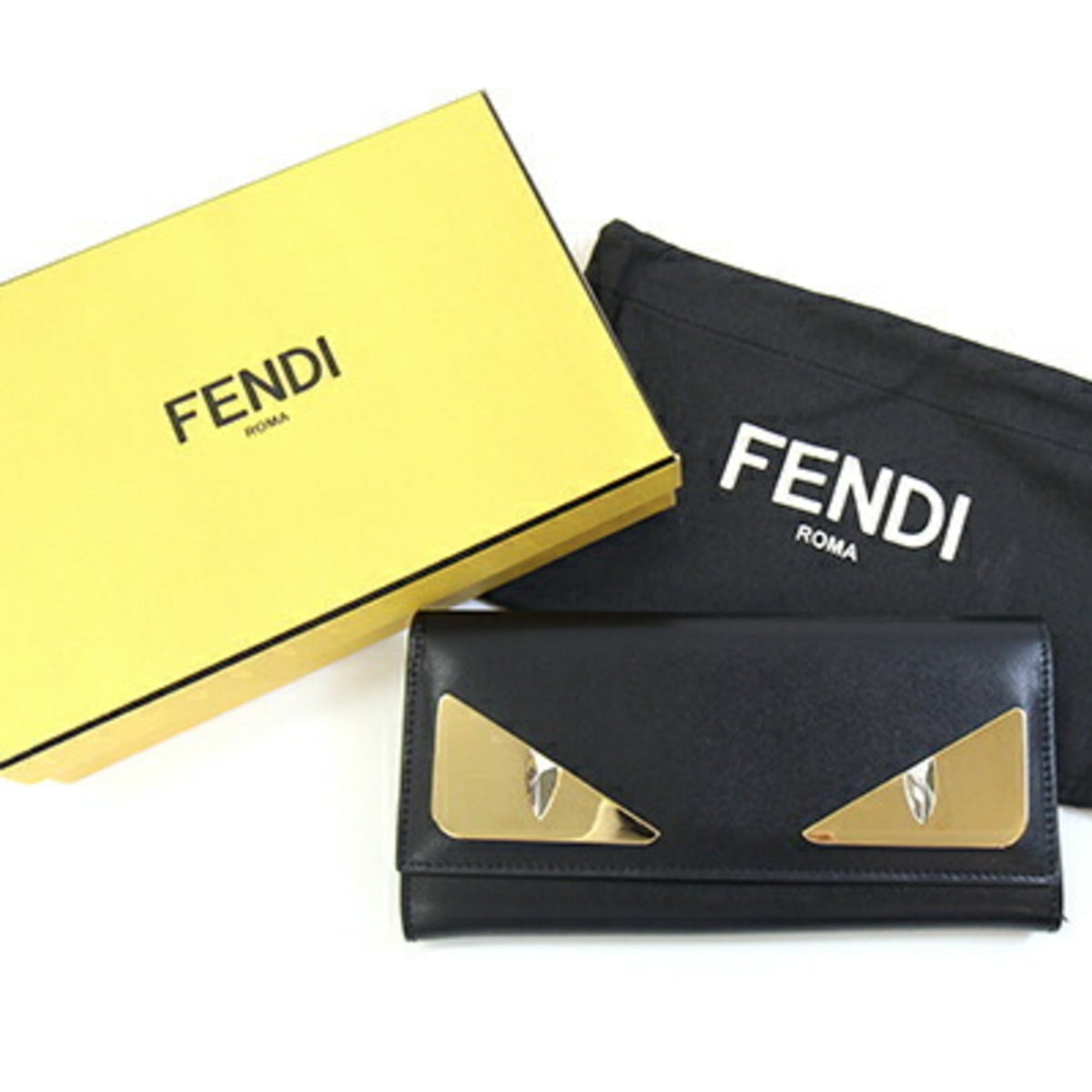 Fendi Black Leather Long Wallet (Bi-Fold) (Pre-Owned)