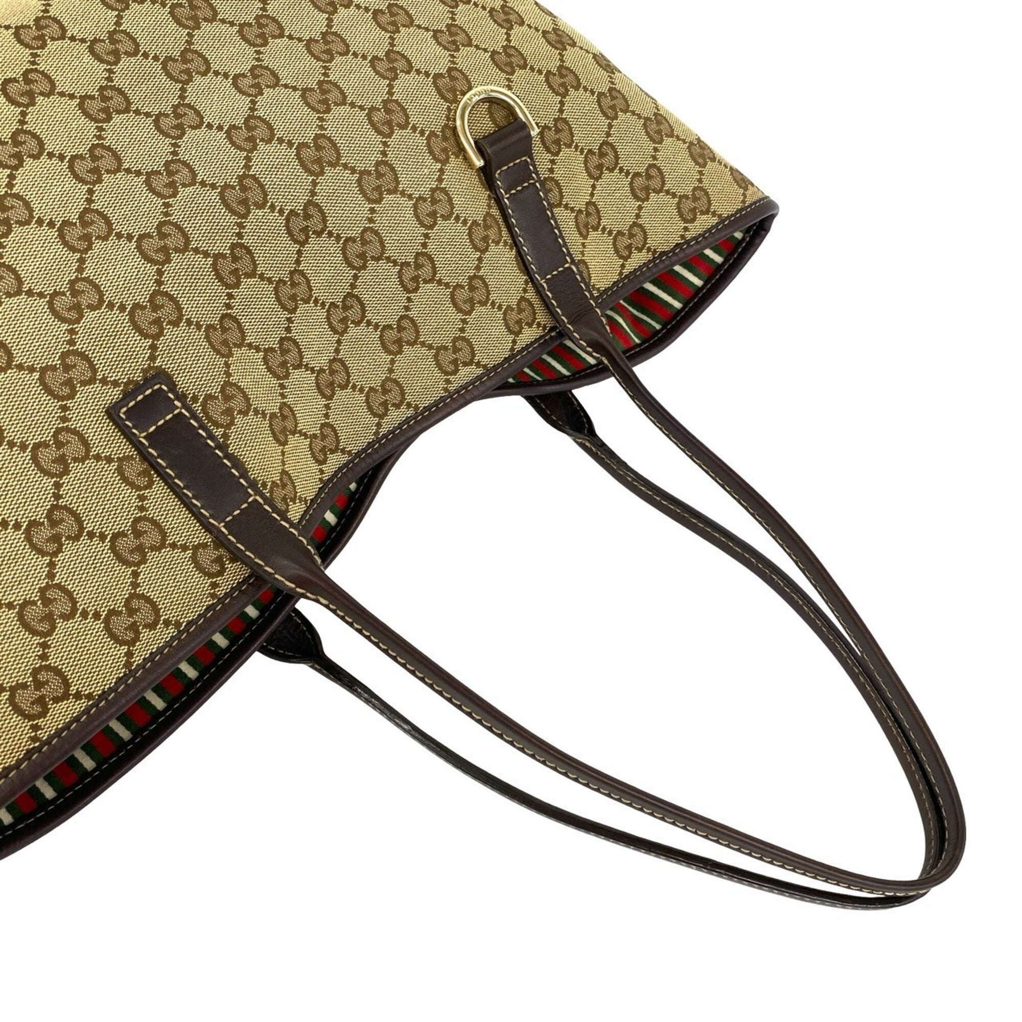 Gucci Brown Canvas Leather Shoulder Bag Tote Bag (Pre-Owned)