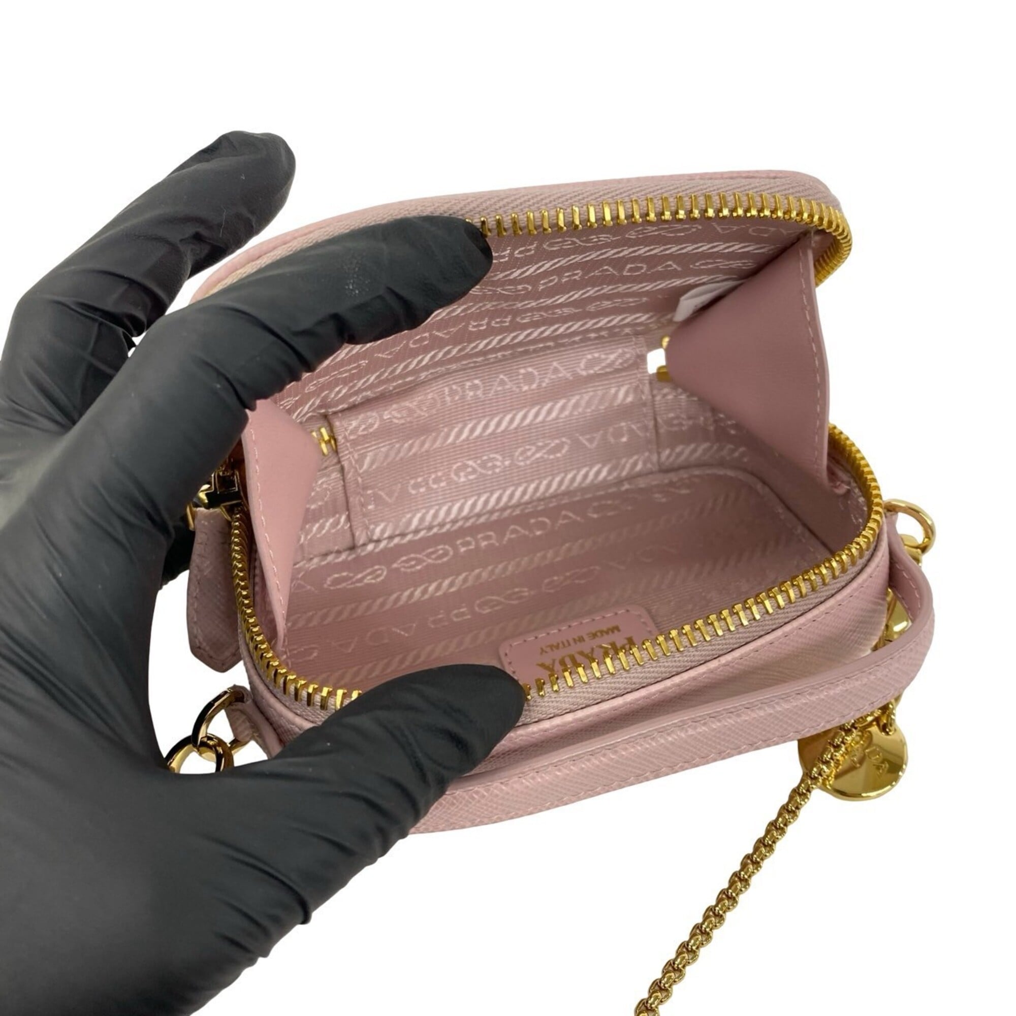 Prada Pink Leather Pochette Pouch Shoulder Bag (Pre-Owned)