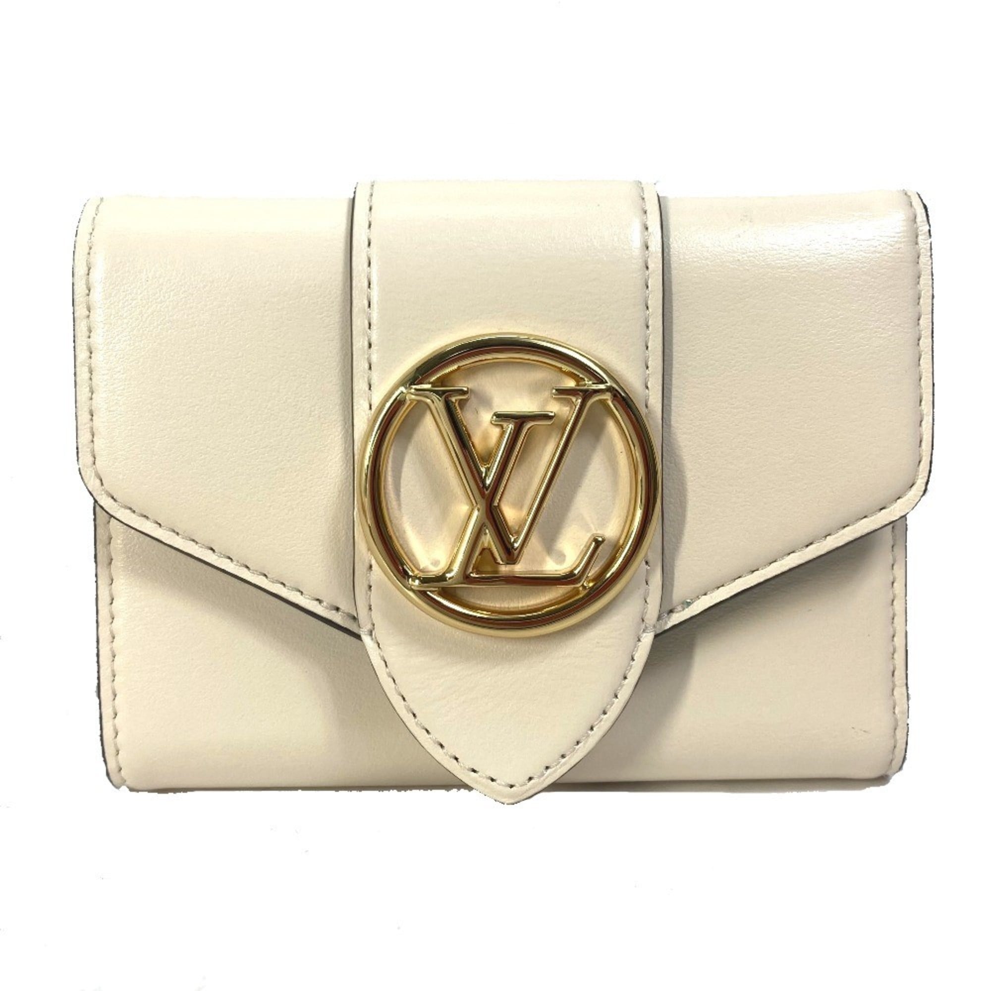 Louis Vuitton White Leather Wallet (Tri-Fold) (Pre-Owned)
