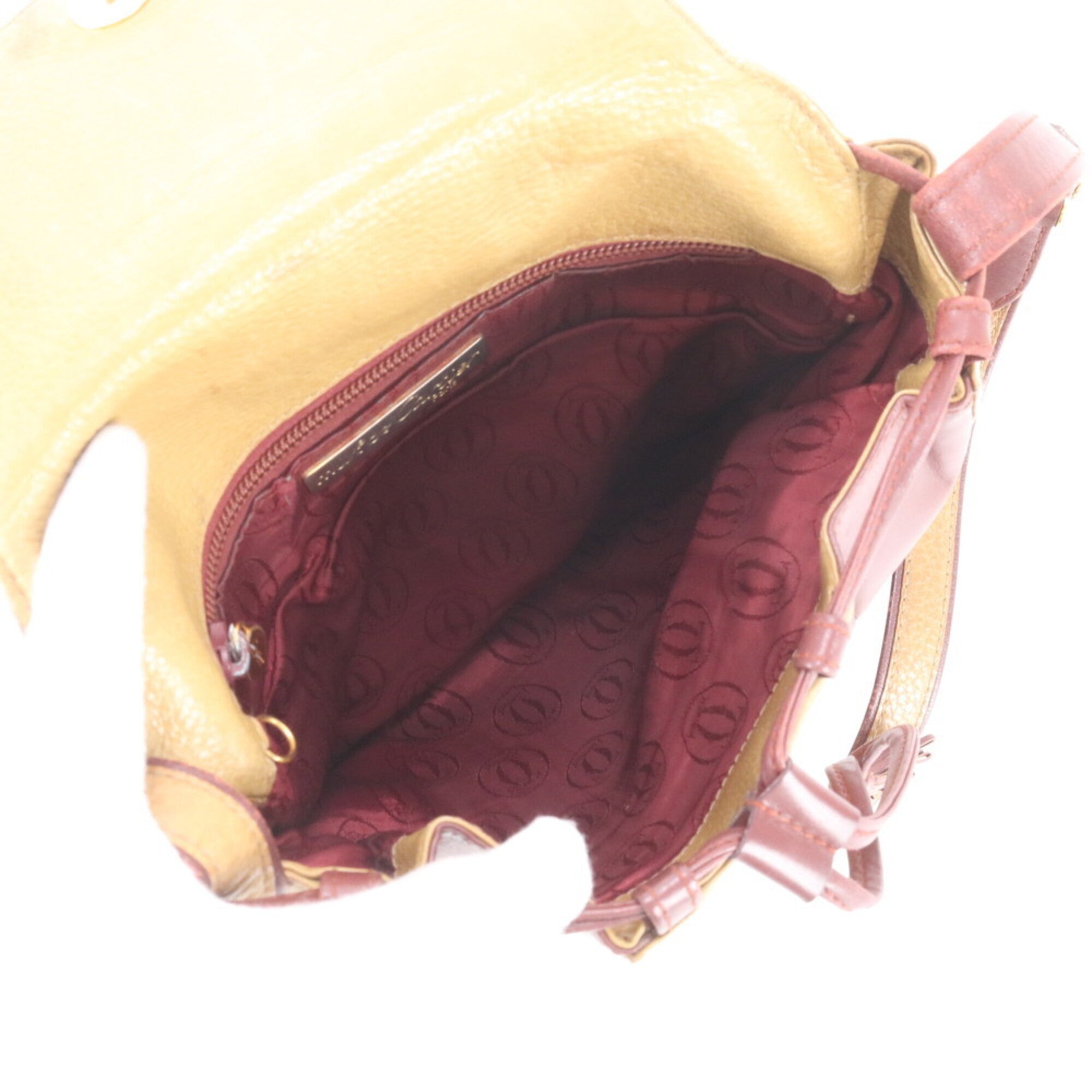 Cartier Must Red Color Yellow Leather Handbag Shoulder Bag Tote Bag (Pre-Owned)