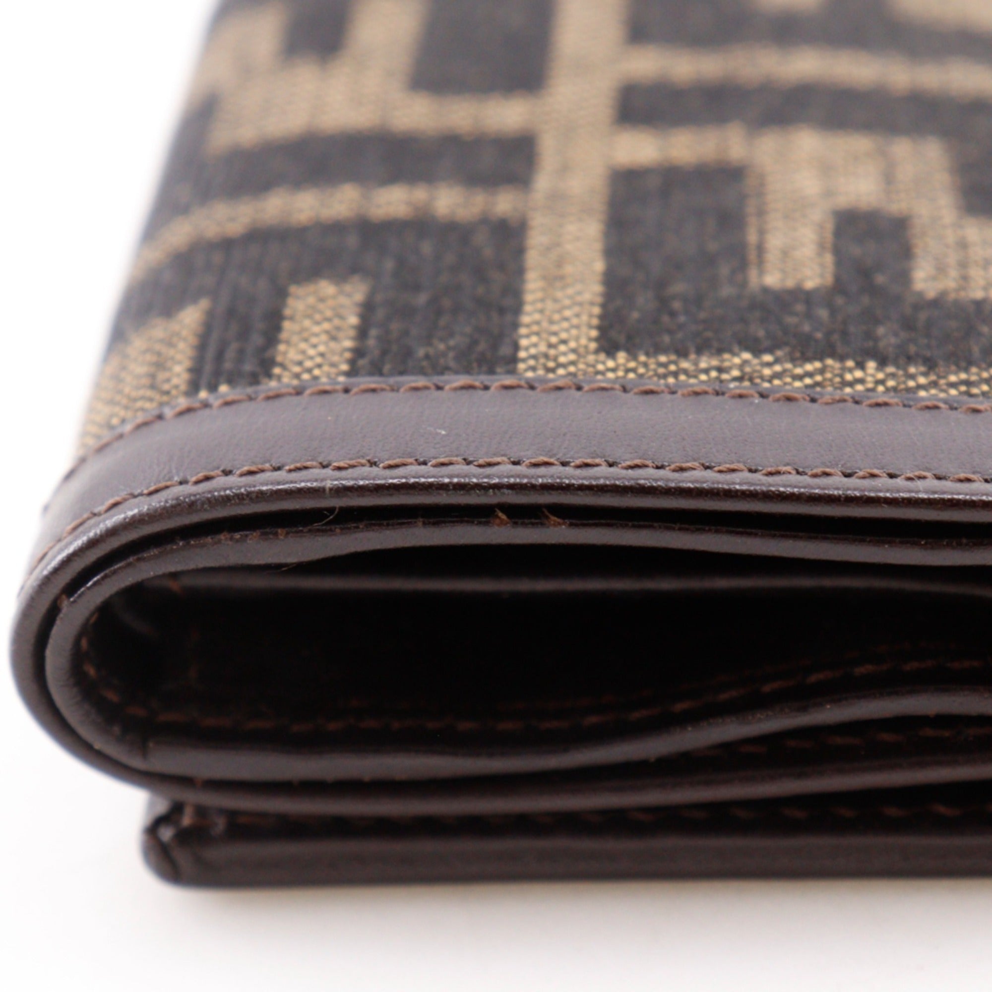 Fendi Zucca Brown Nylon Canvas Wallet (Tri-Fold) (Pre-Owned)