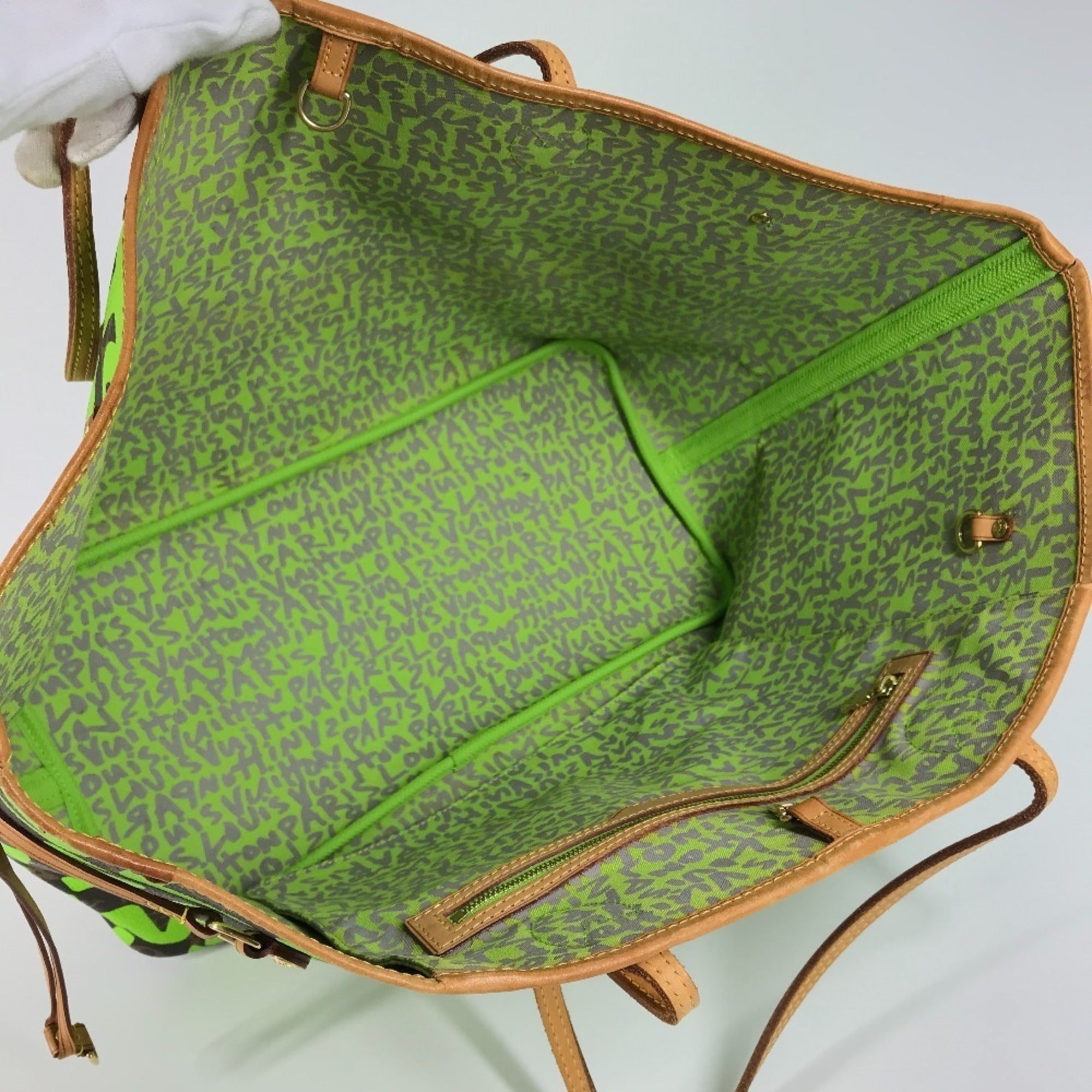 Louis Vuitton Brown Green Vert Monogram Graffiti Shoulder Bag Tote Bag (Pre-Owned)
