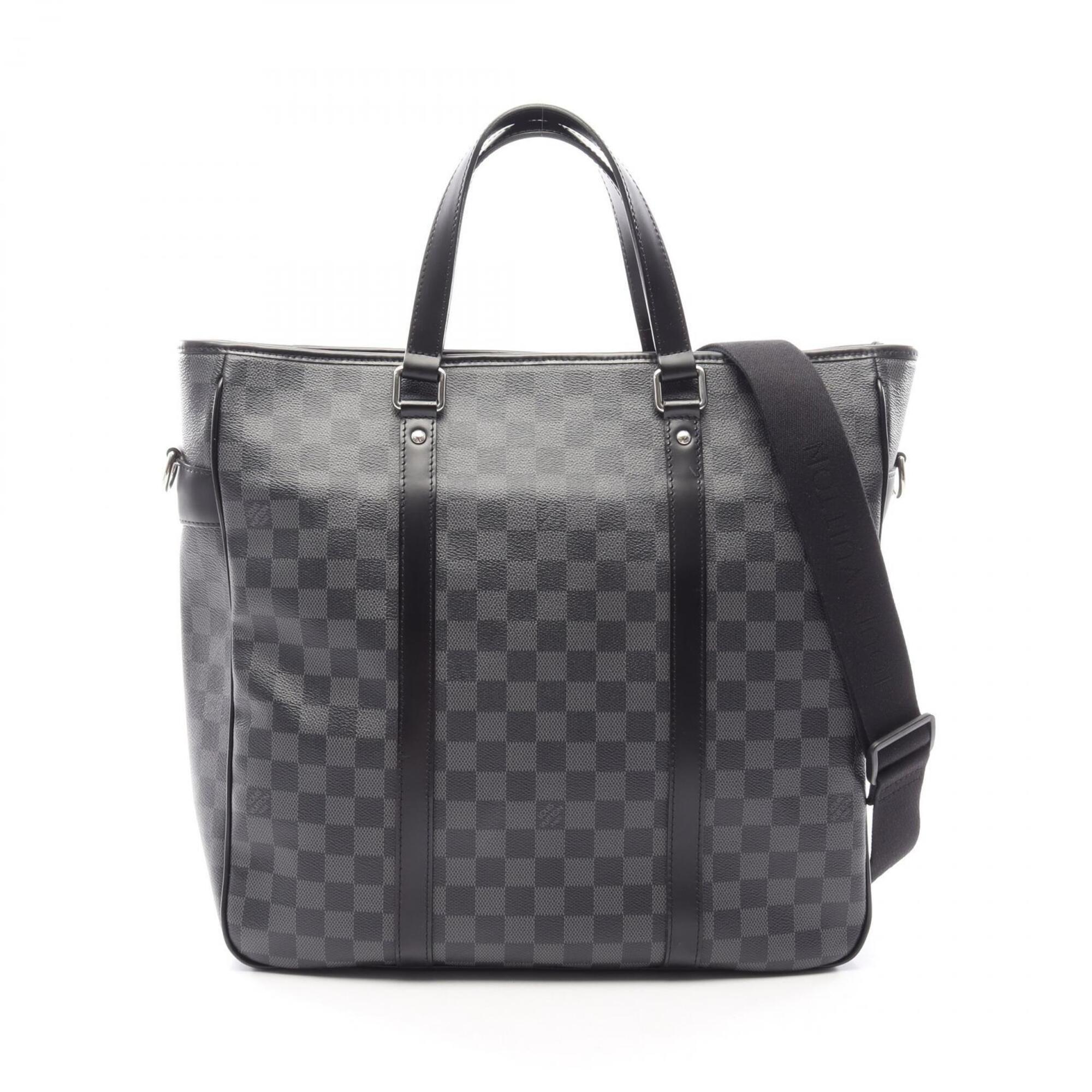 Louis Vuitton Black Coated Canvas Leather Handbag Tote Bag (Pre-Owned)