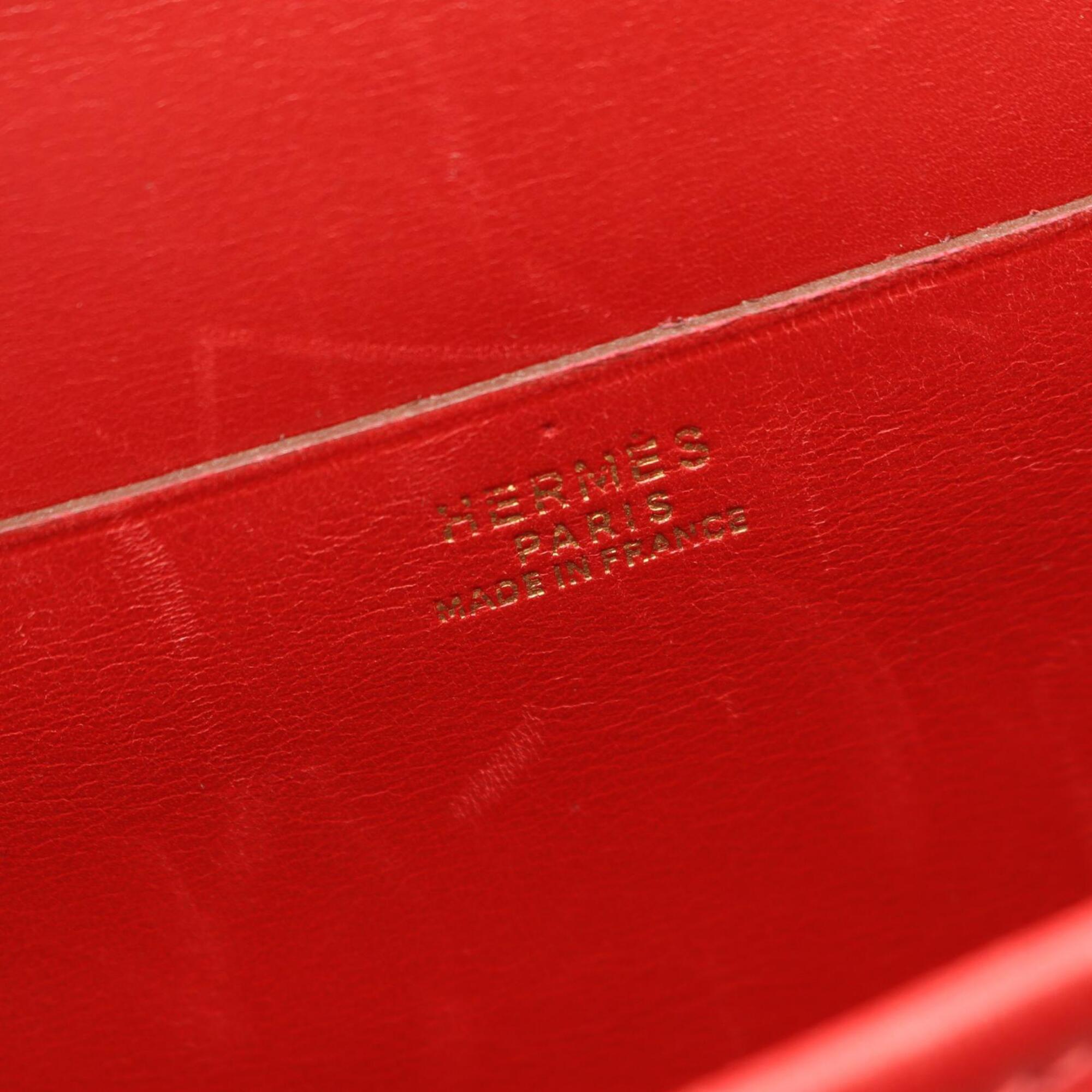 Hermes Red Color Rouge Vif Box Calf Leather Leather Handbag Shoulder Bag (Pre-Owned)