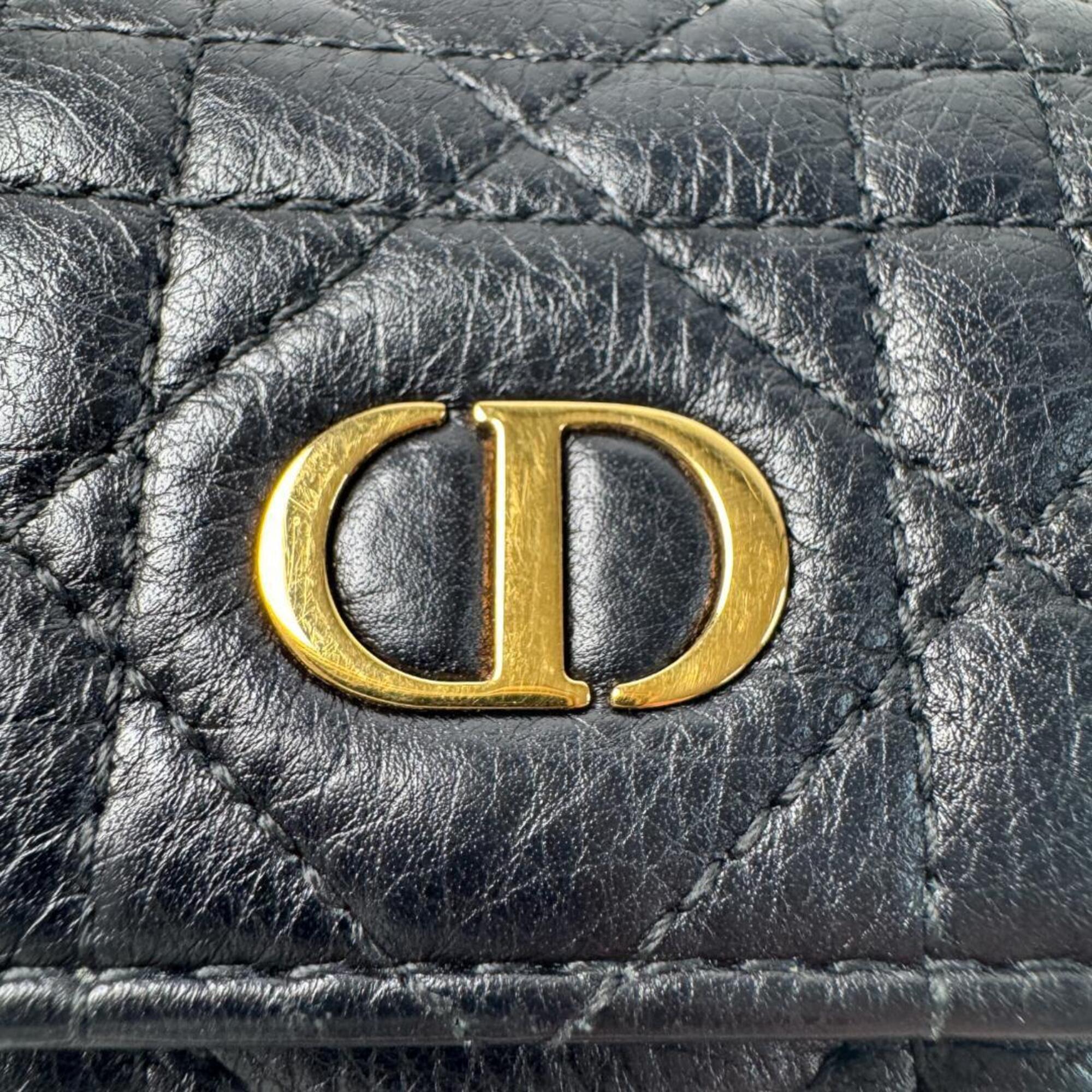 Christian Dior Black Leather Wallet (Tri-Fold) (Pre-Owned)
