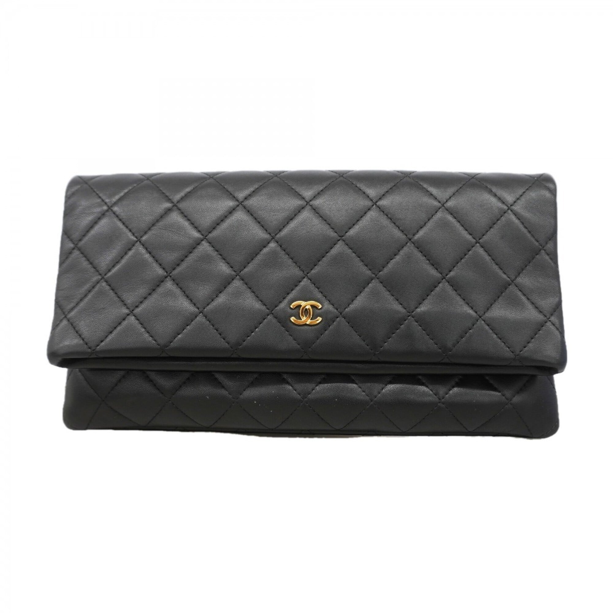 Chanel Black Leather Clutch Bag (Pre-Owned)