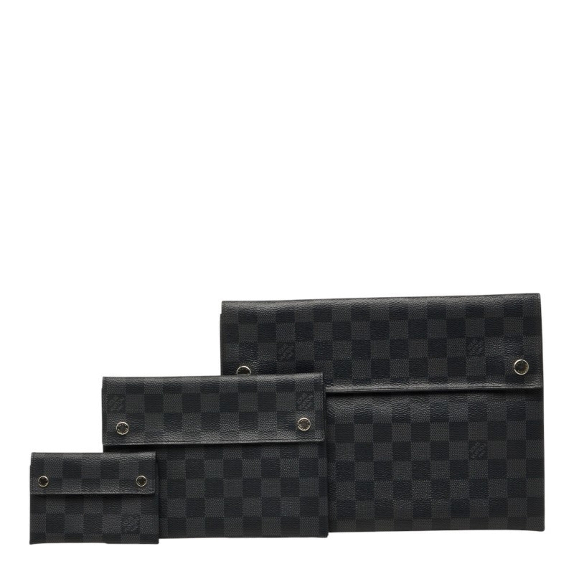 Louis Vuitton Black Leather Clutch Bag Pouch (Pre-Owned)