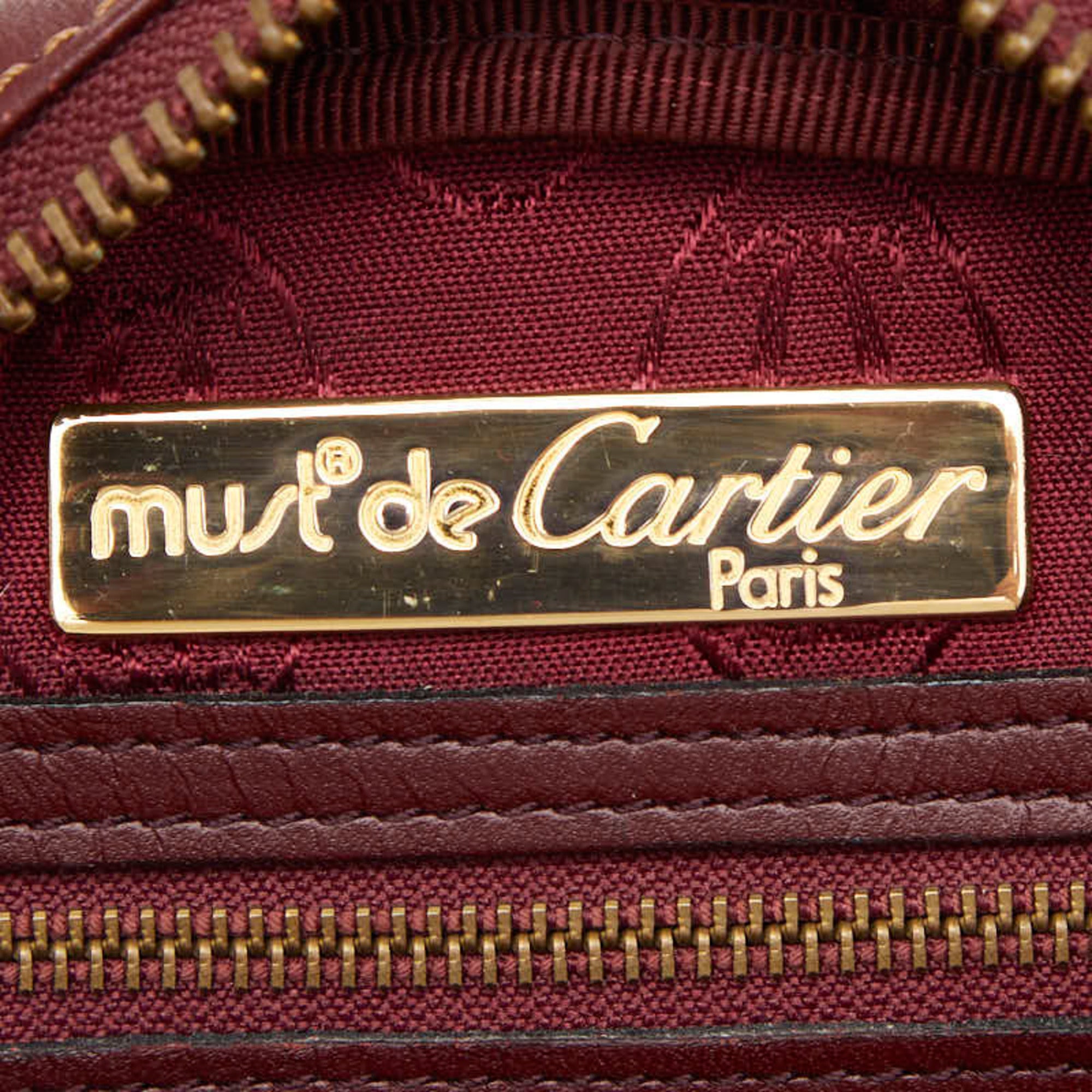 Cartier Must Bordeaux Wine Red Leather Shoulder Bag (Pre-Owned)