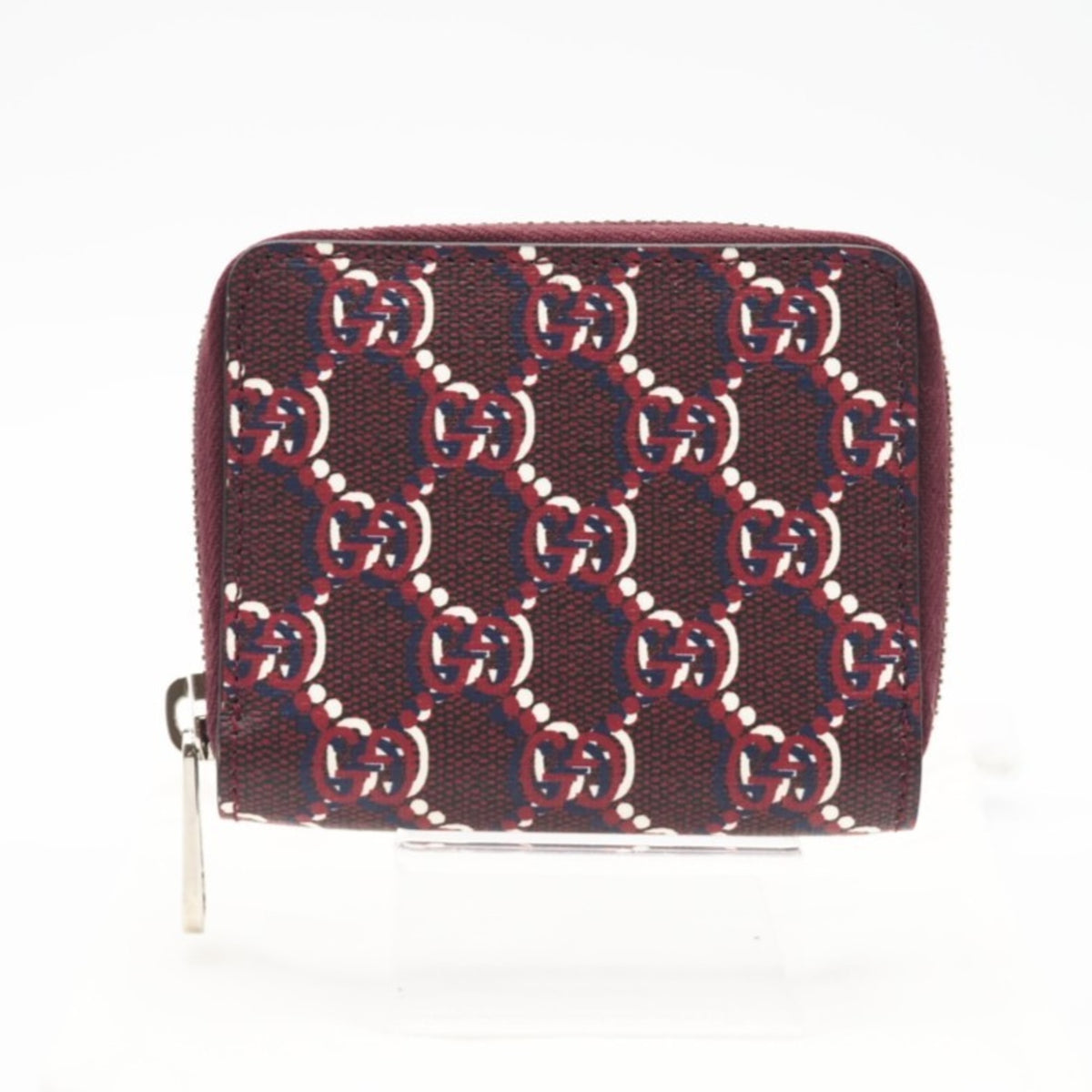 Gucci Bordeaux Navy White Leather Long Wallet (Bi-Fold) (Pre-Owned)