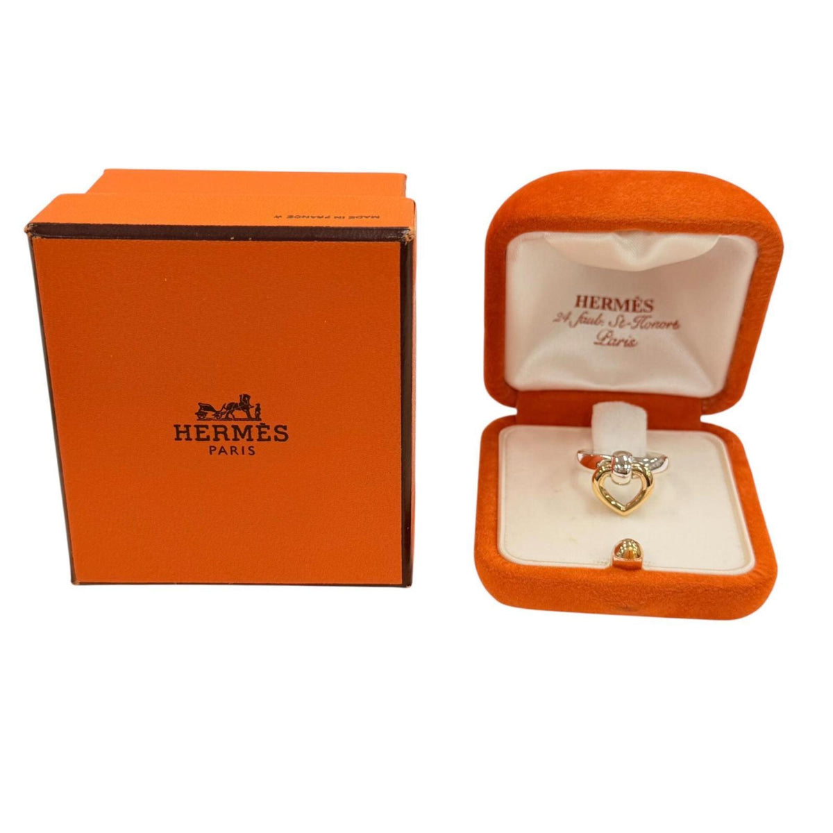 Hermes Gold Silver Gold (18K) Silver 925 Band Ring (Pre-Owned)