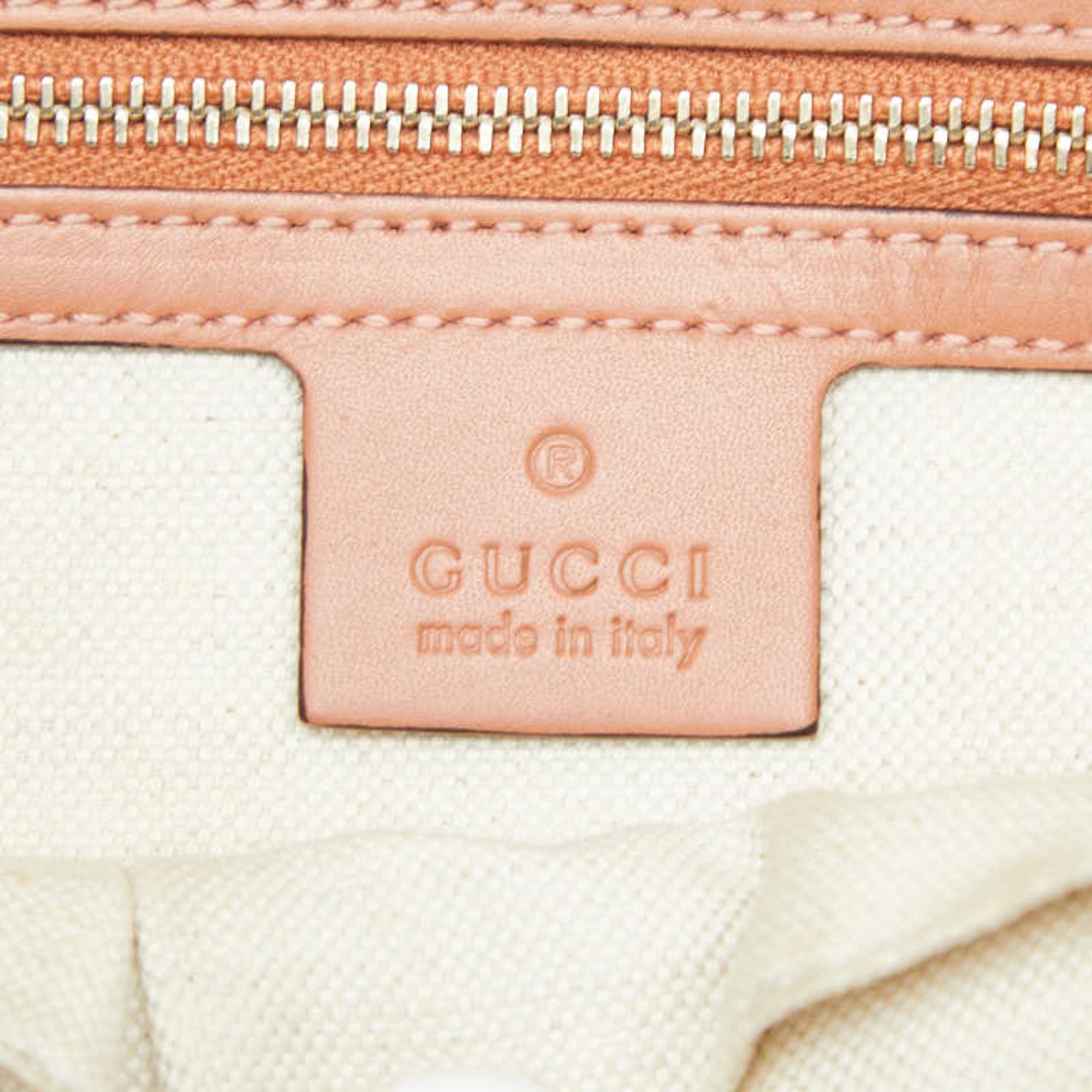 Gucci Beige Orange Canvas Leather Handbag Shoulder Bag (Pre-Owned)