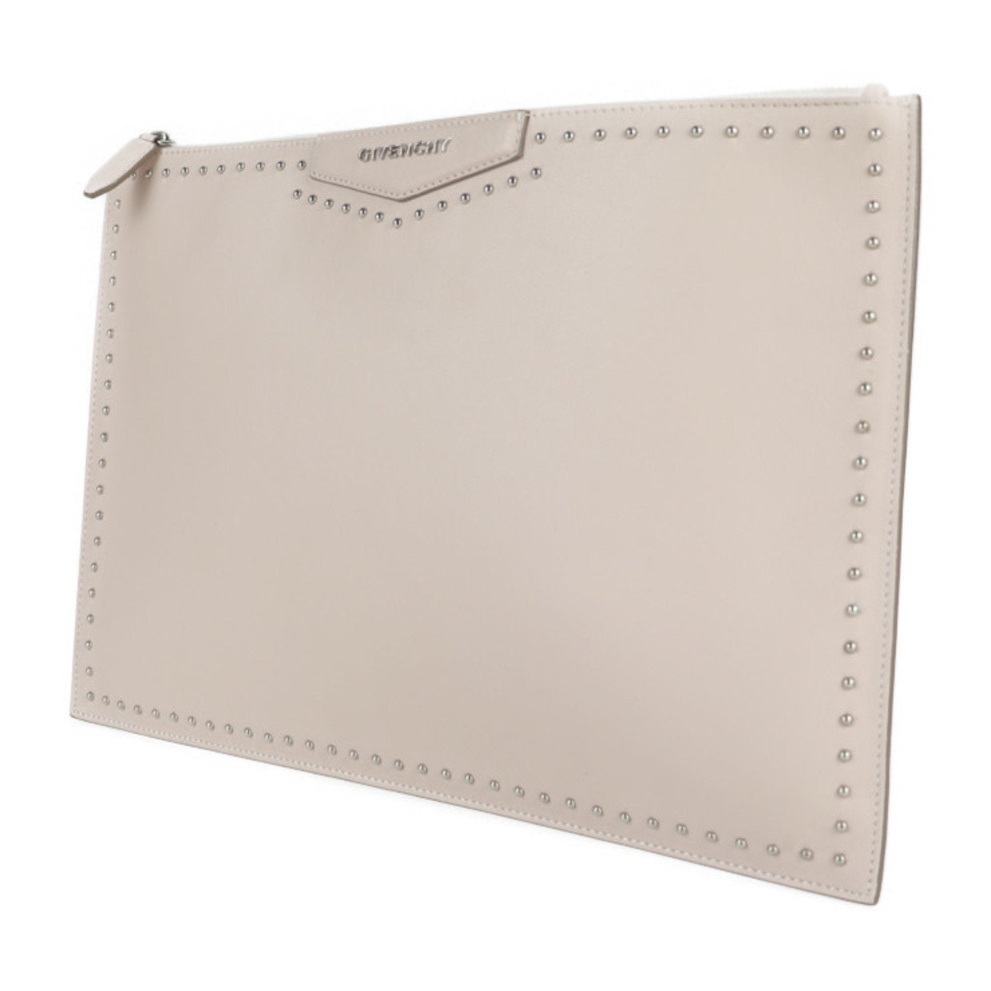 Givenchy Pink Beige Leather Clutch Bag Handbag Pouch (Pre-Owned)