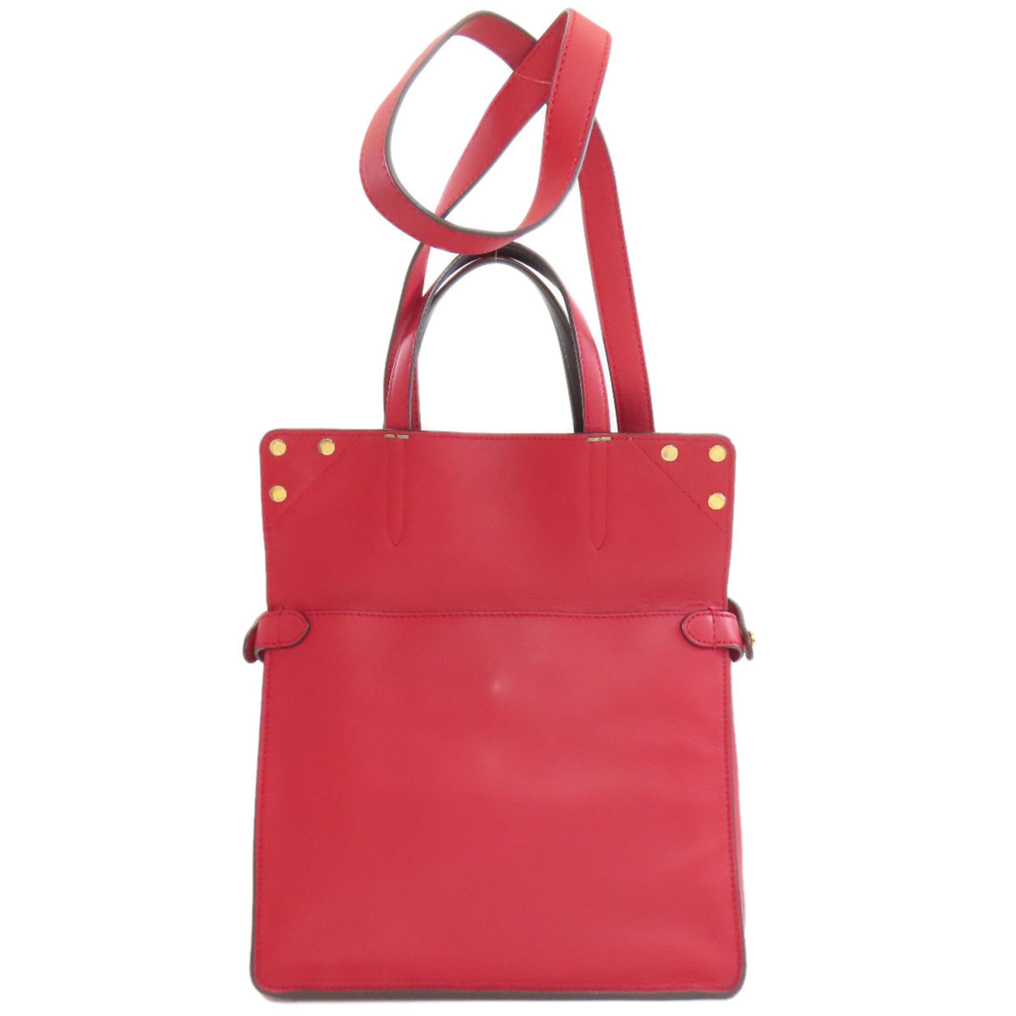 Fendi Beige Red Color Leather Handbag (Pre-Owned)