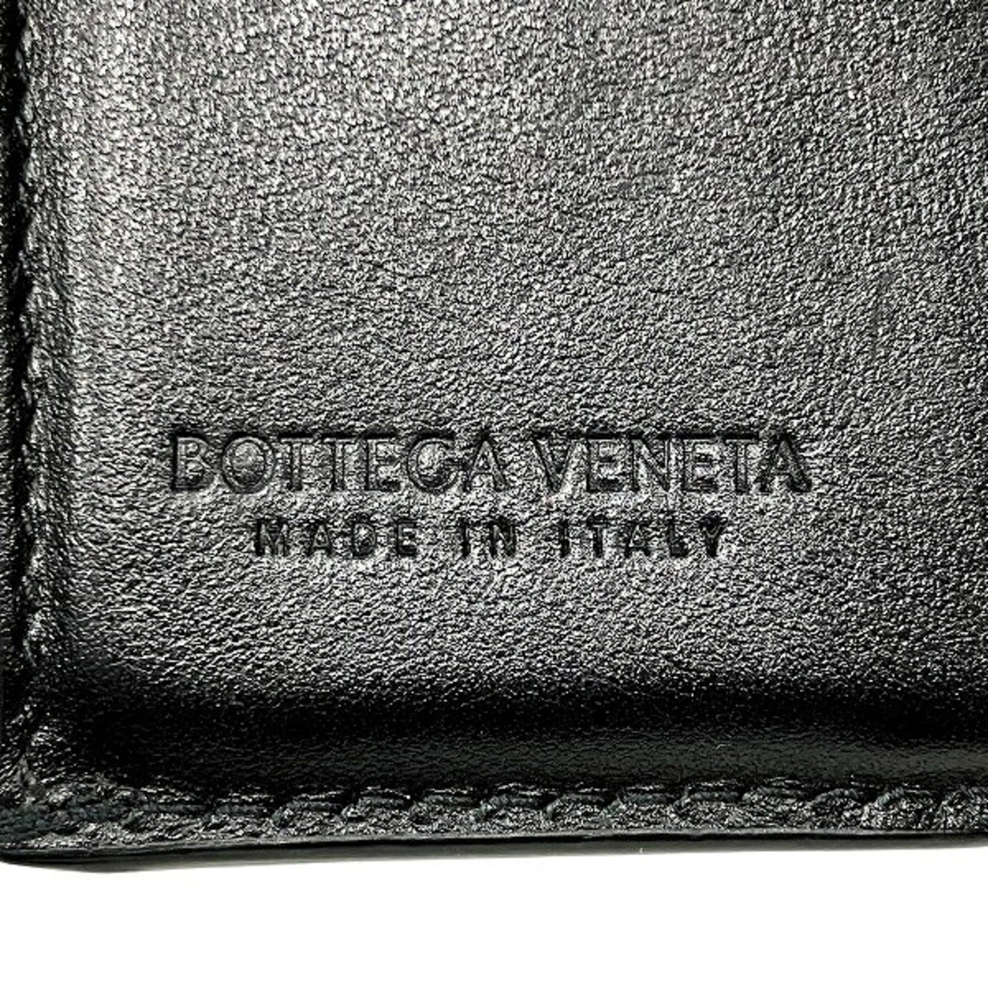 Bottega Veneta Black Leather Coin Purse/Coin Case (Pre-Owned)