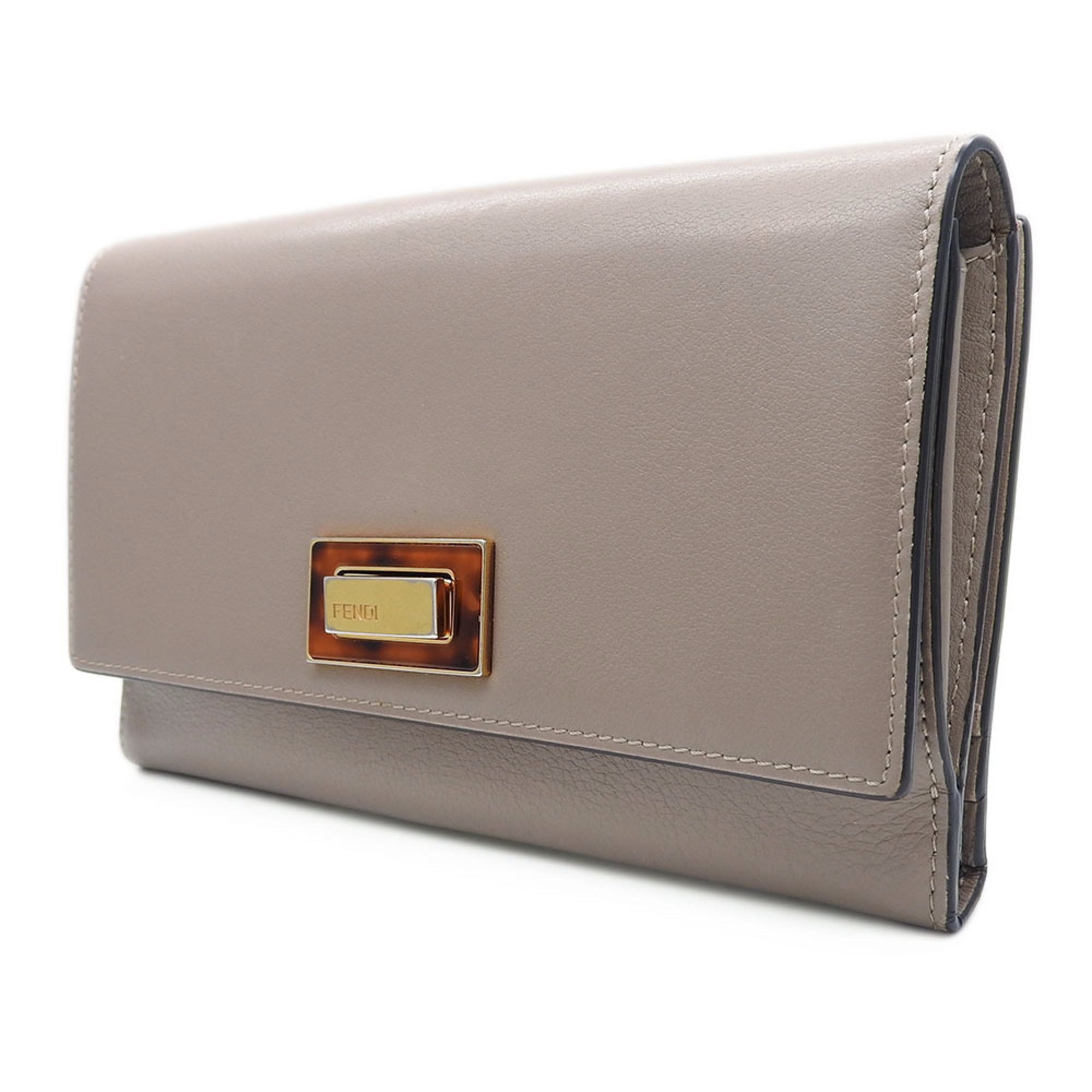 Fendi Beige Grayish Leather Wallet (Bi-Fold) (Pre-Owned)