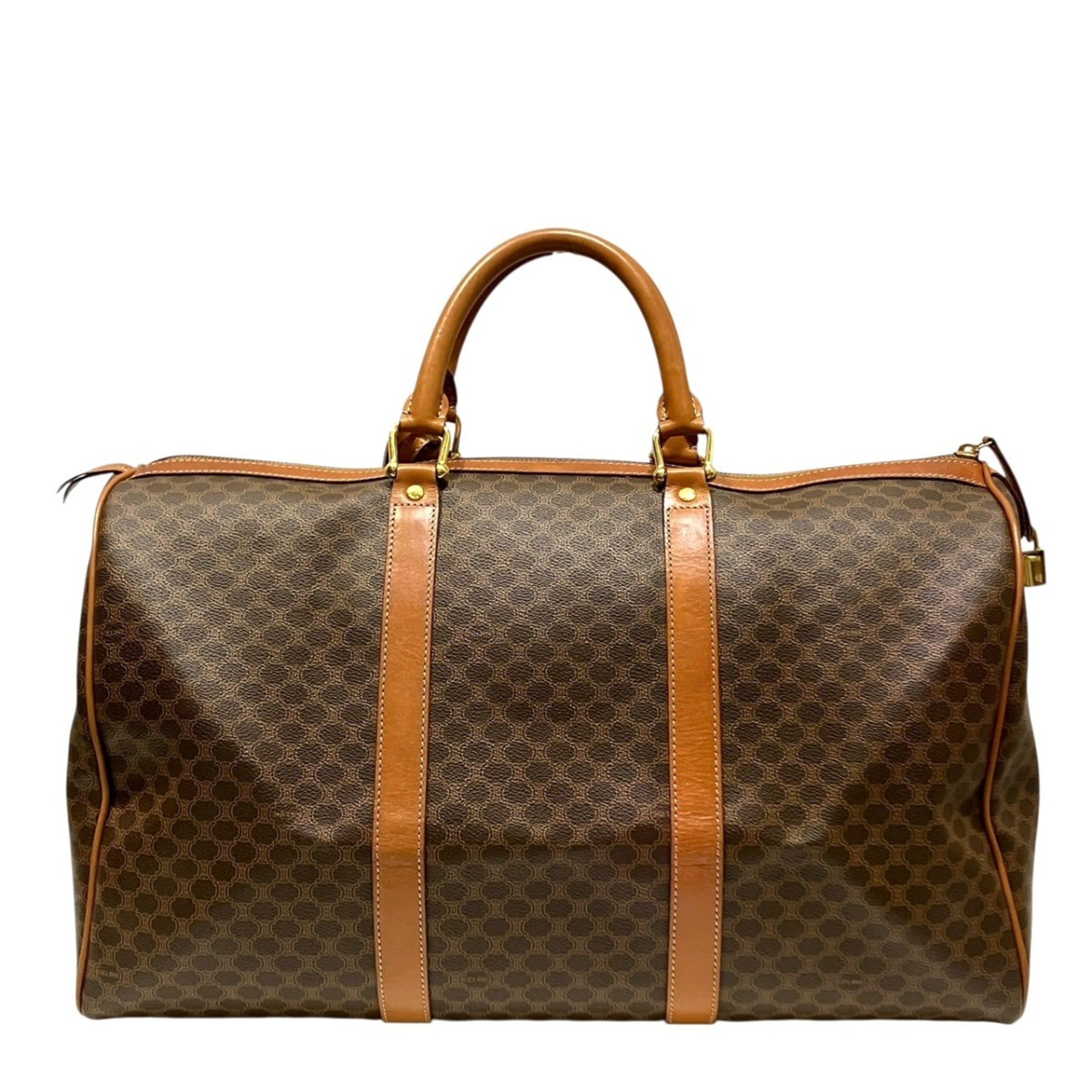 Celine Macadam Brown Leather Boston Bag (Pre-Owned)