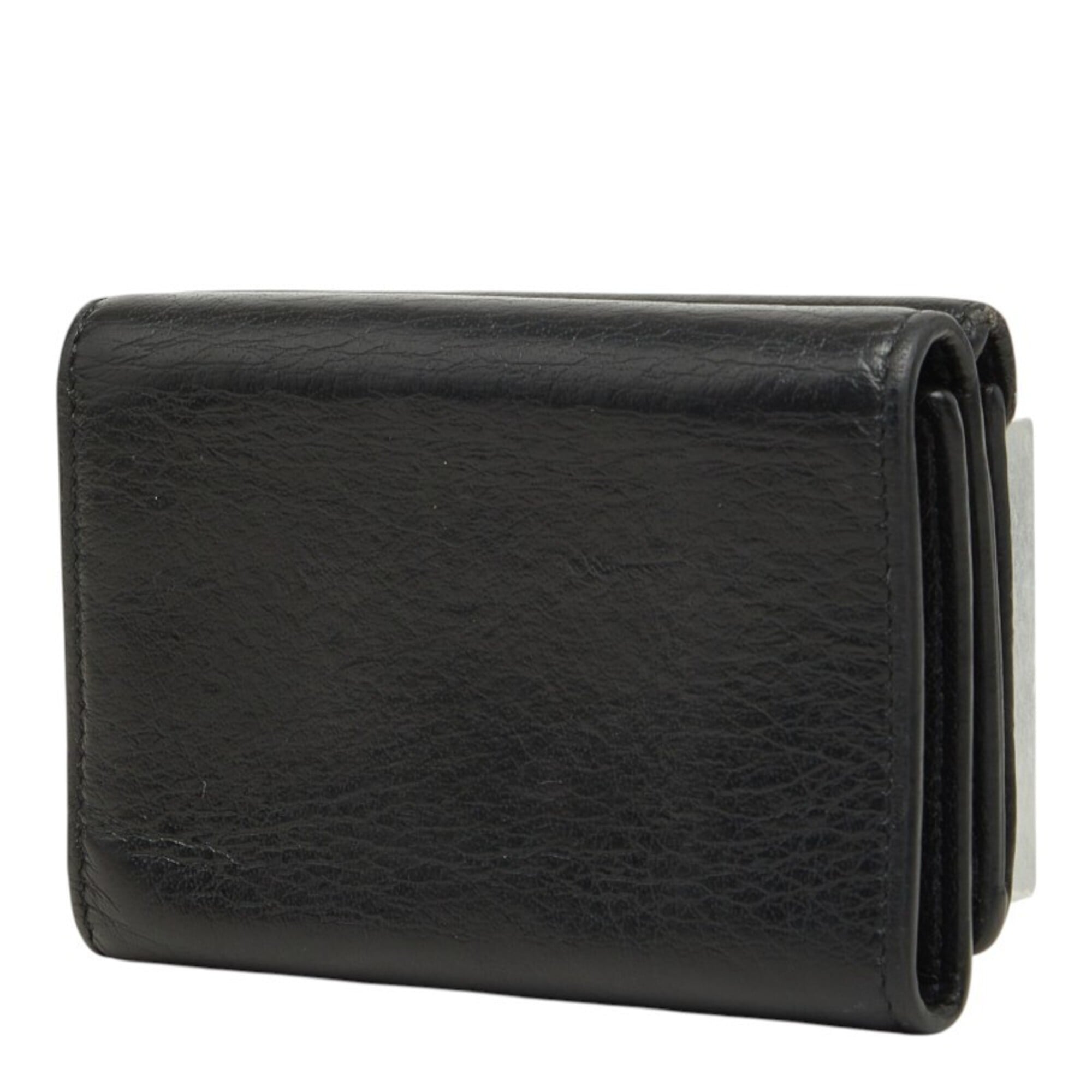 Balenciaga Silver Black Red Color Leather Wallet (Tri-Fold) (Pre-Owned)
