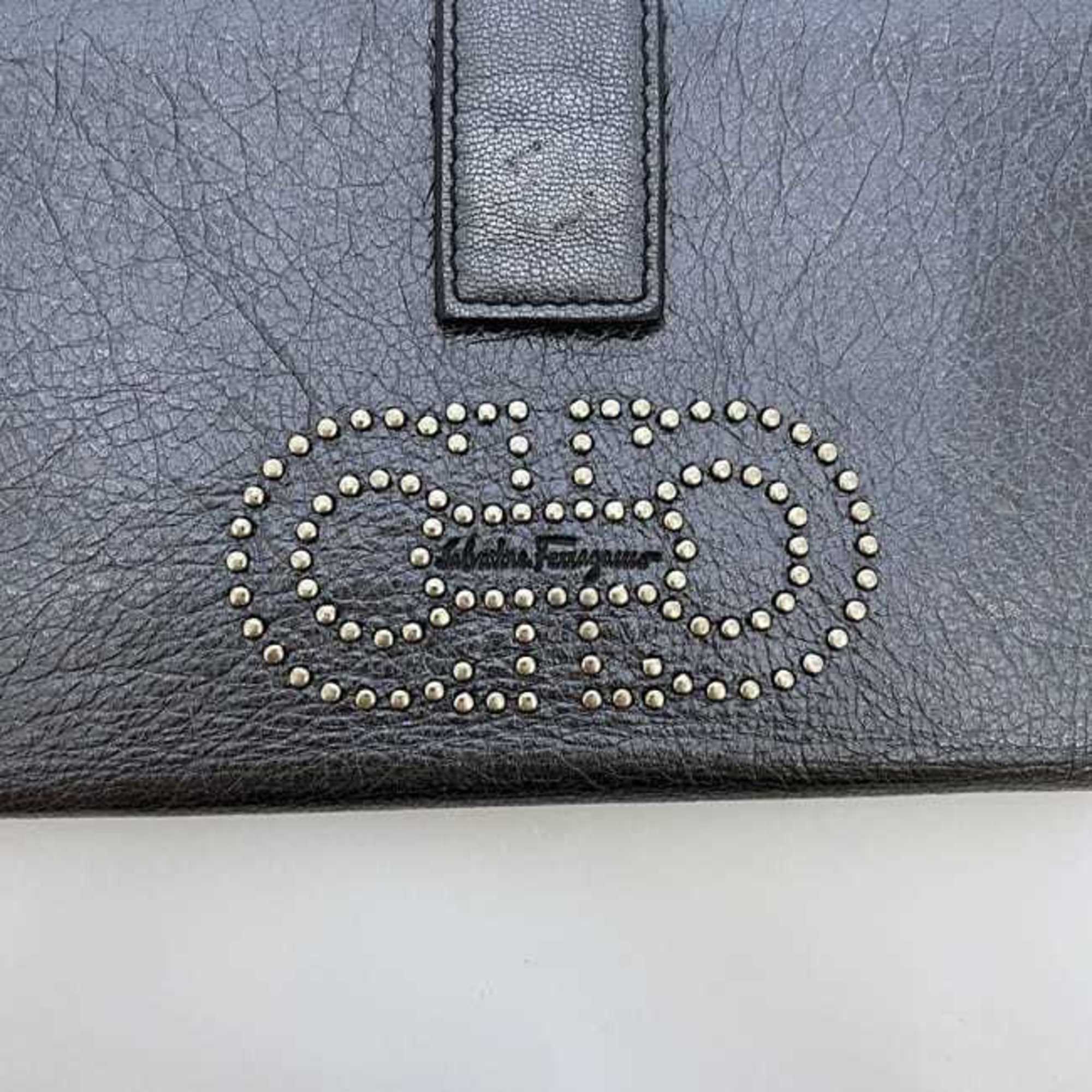 Salvatore Ferragamo Vara Silver Leather Long Wallet (Bi-Fold) (Pre-Owned)